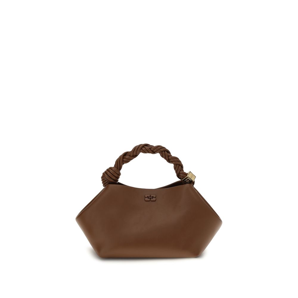 Exclusive Ganni Recycled Leather Handbag – Brown — Front View