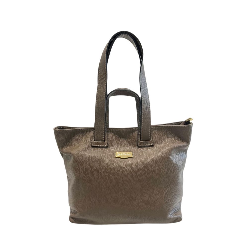 Exclusive Baldinini Trend Cowhide Leather Handbag – Beige — Front View