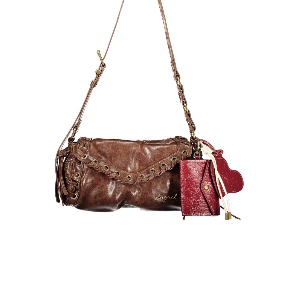Exclusive Desigual Polyurethane Handbag – Brown — Front View