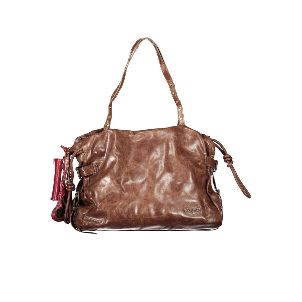 Exclusive Desigual Polyurethane Handbag – Brown — Front View