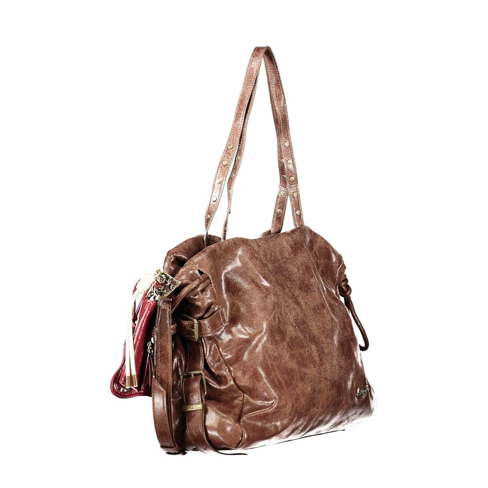 Exclusive Desigual Polyurethane Handbag – Brown — Back View