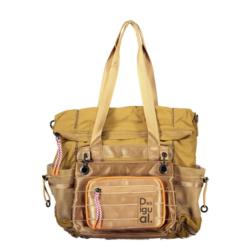 Exclusive Desigual Polyamide Handbag – Beige — Front View