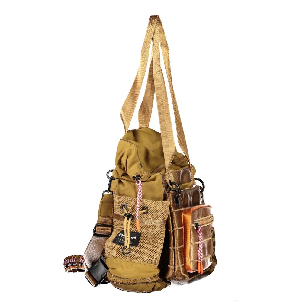 Exclusive Desigual Polyamide Handbag – Beige — Back View