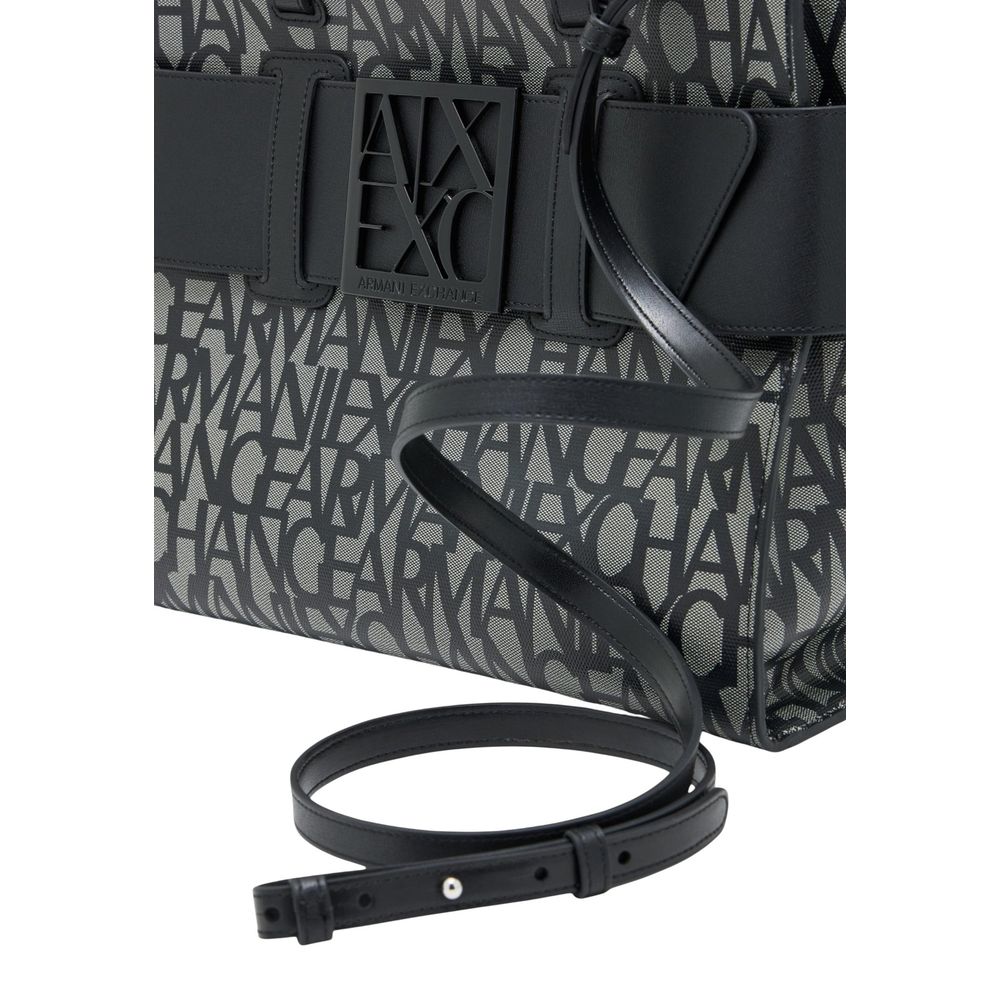 Exclusive Armani Exchange Cotton Handbag – Black — Top View