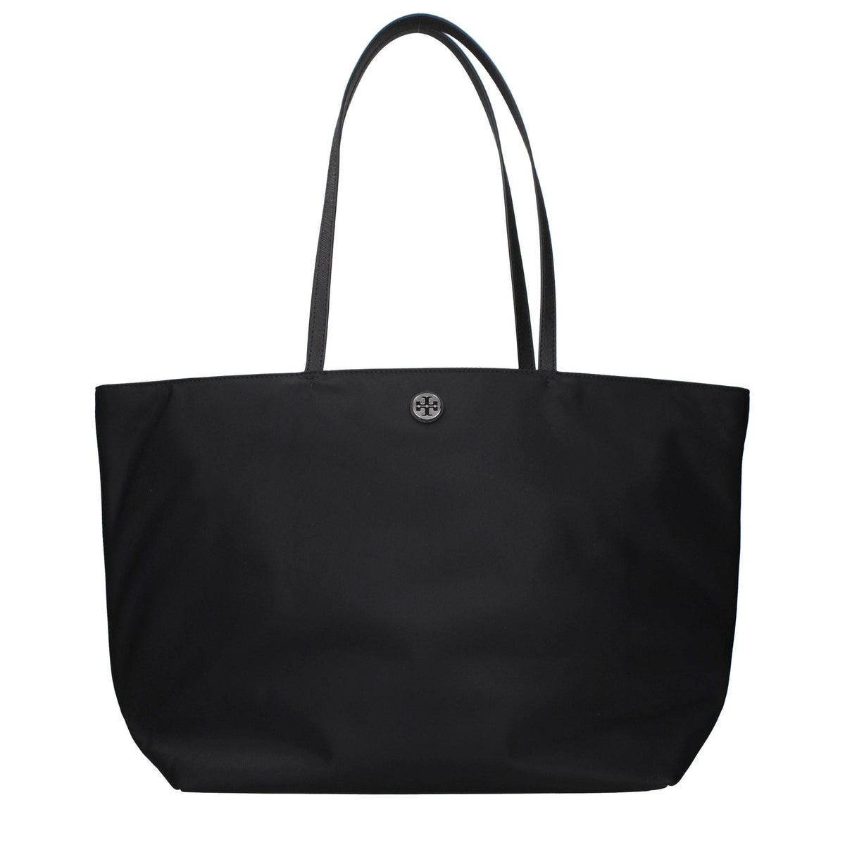 Exclusive Tory Burch Logo Fabric Shoulder Bag – Black — Front View