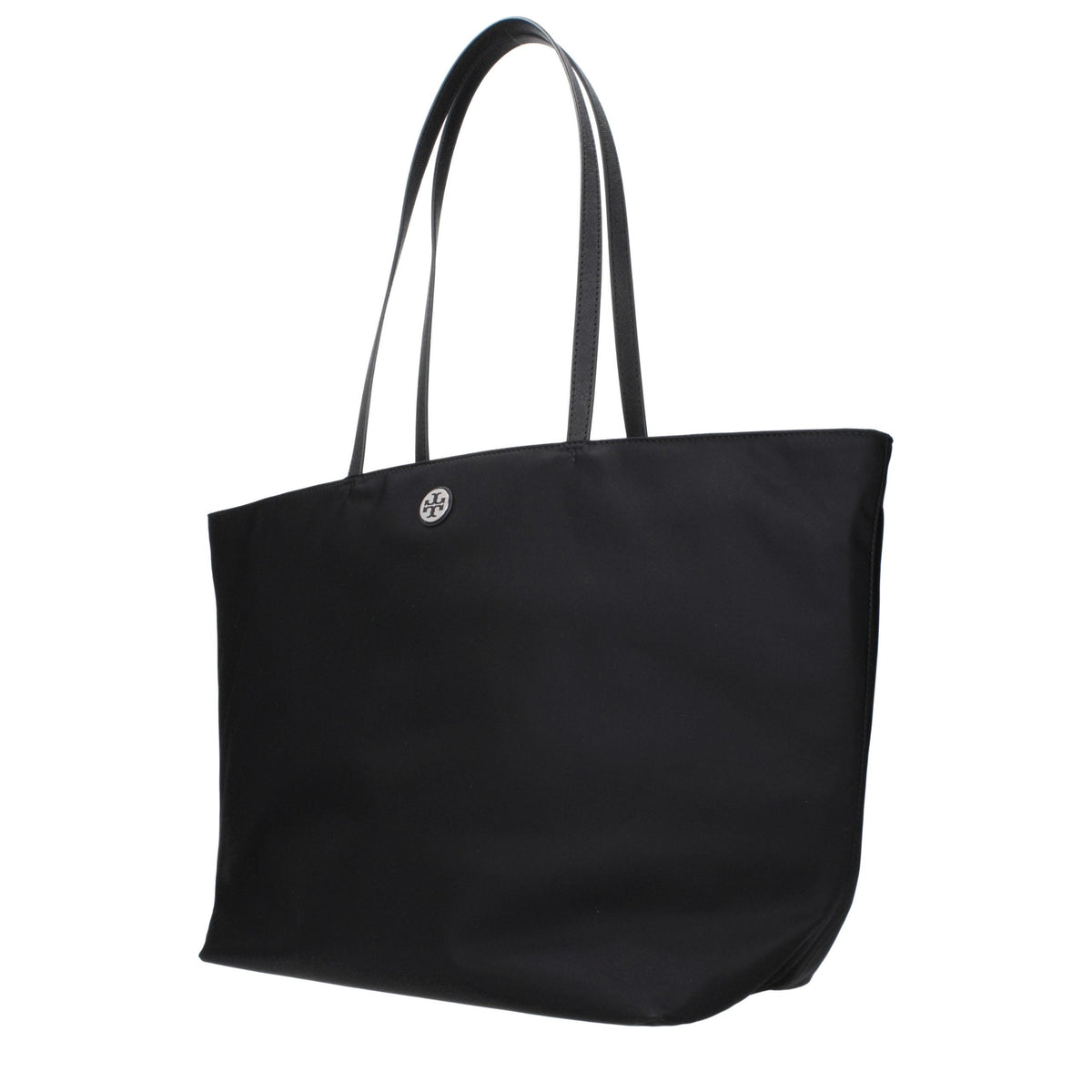 Exclusive Tory Burch Logo Fabric Shoulder Bag – Black — Side View