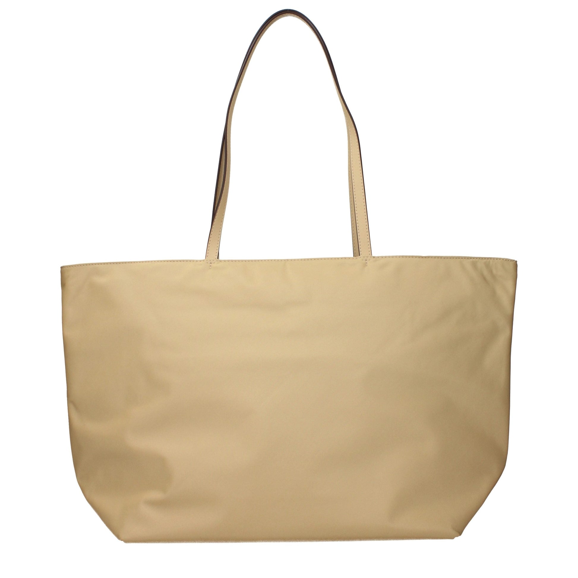 Exclusive Tory Burch Logo Fabric Shoulder Bag – Beige — Back View