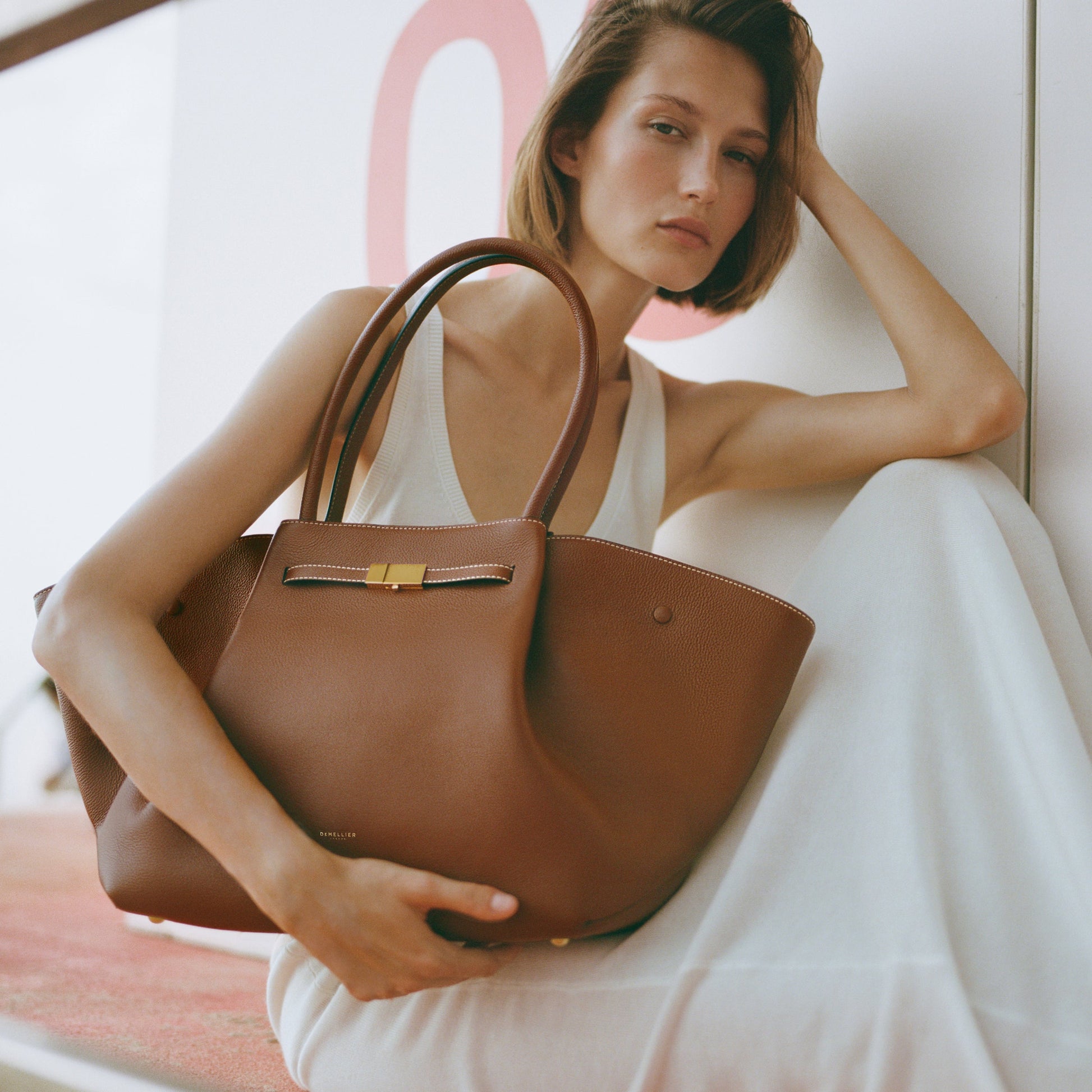 Exclusive The New York — One Size — Size tan small grain ecru stitching — Side View