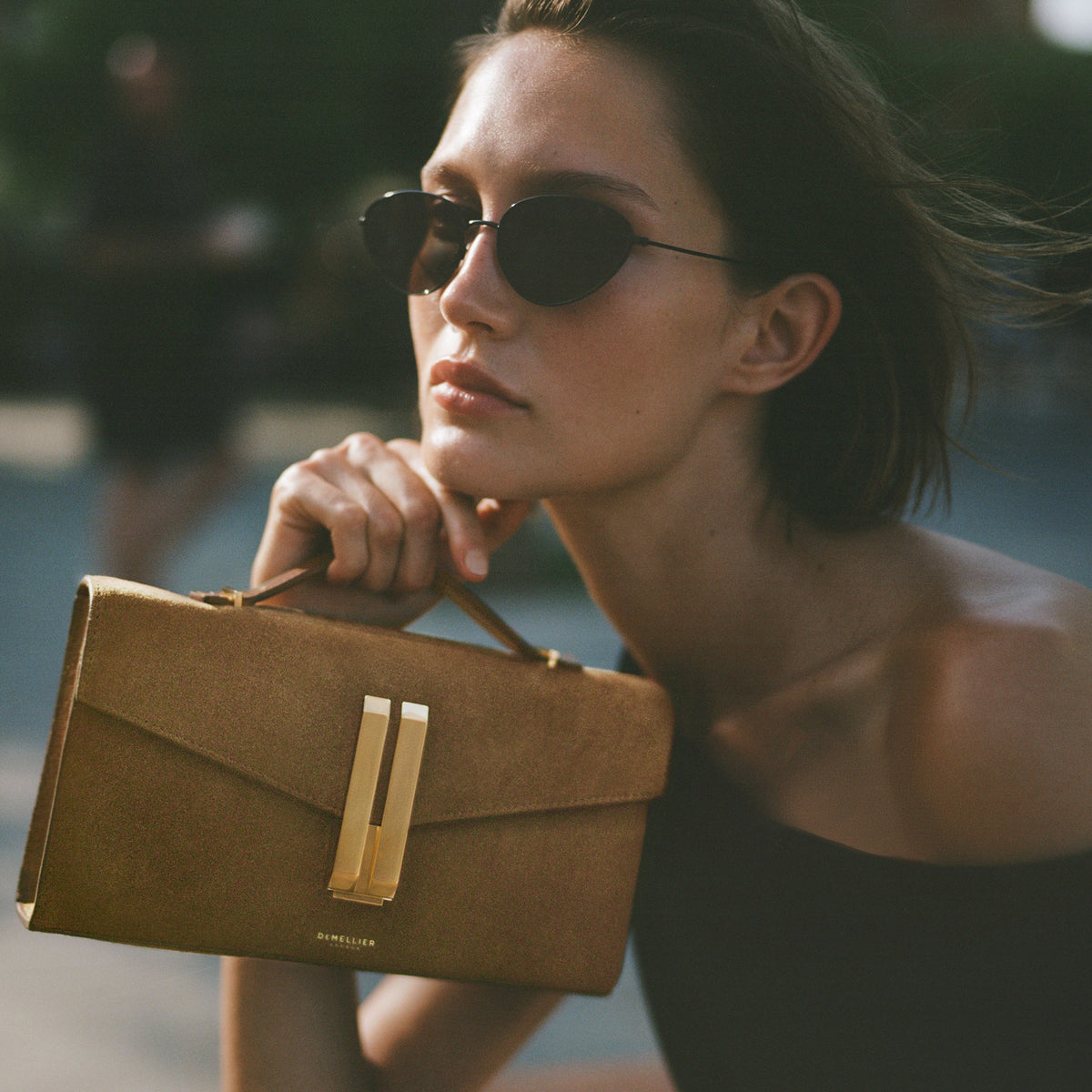 Exclusive The Vancouver Clutch — One Size — Size tobacco suede — Side View