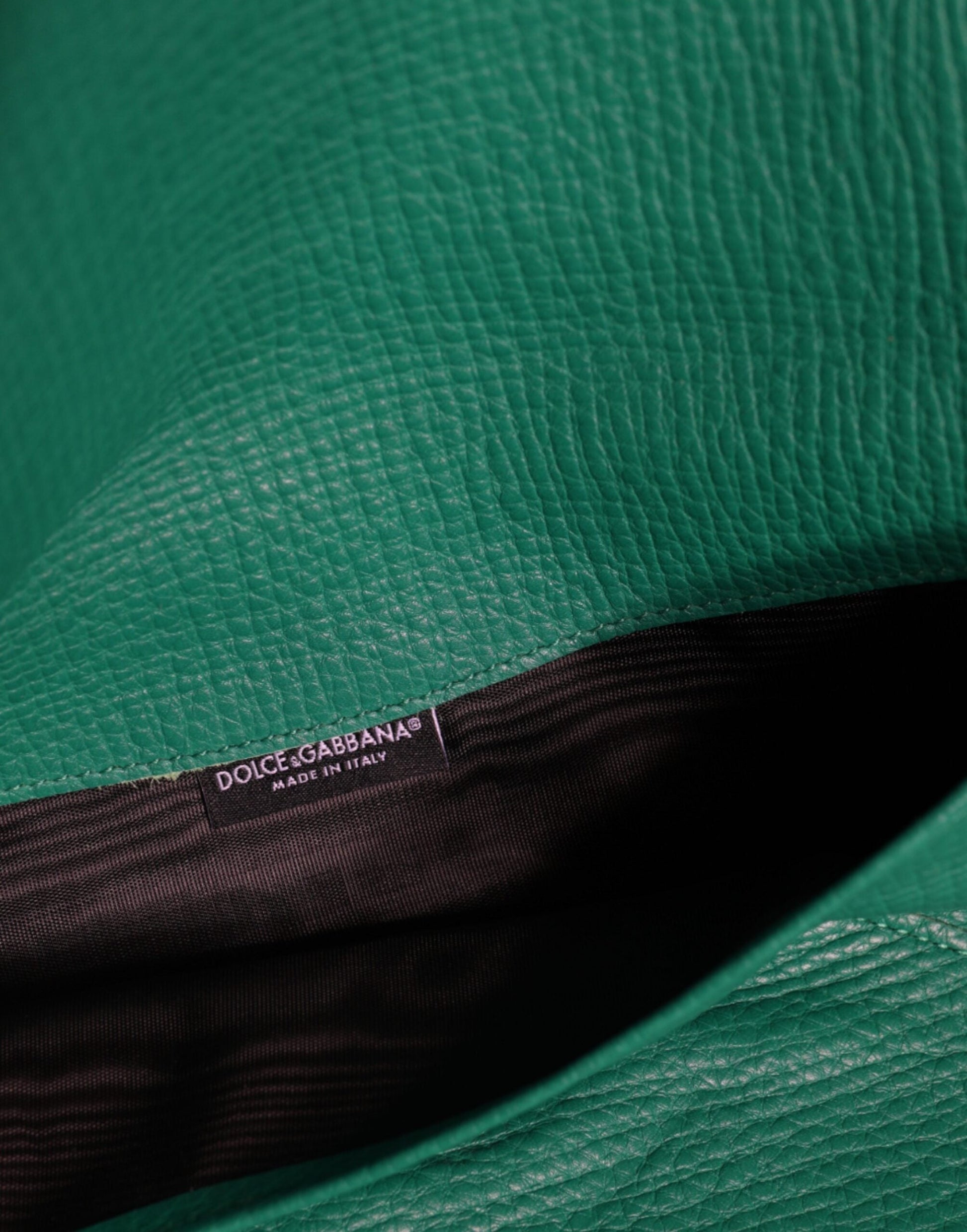 Exclusive Dolce & Gabbana Leather Clutch Bag – Green — Top View