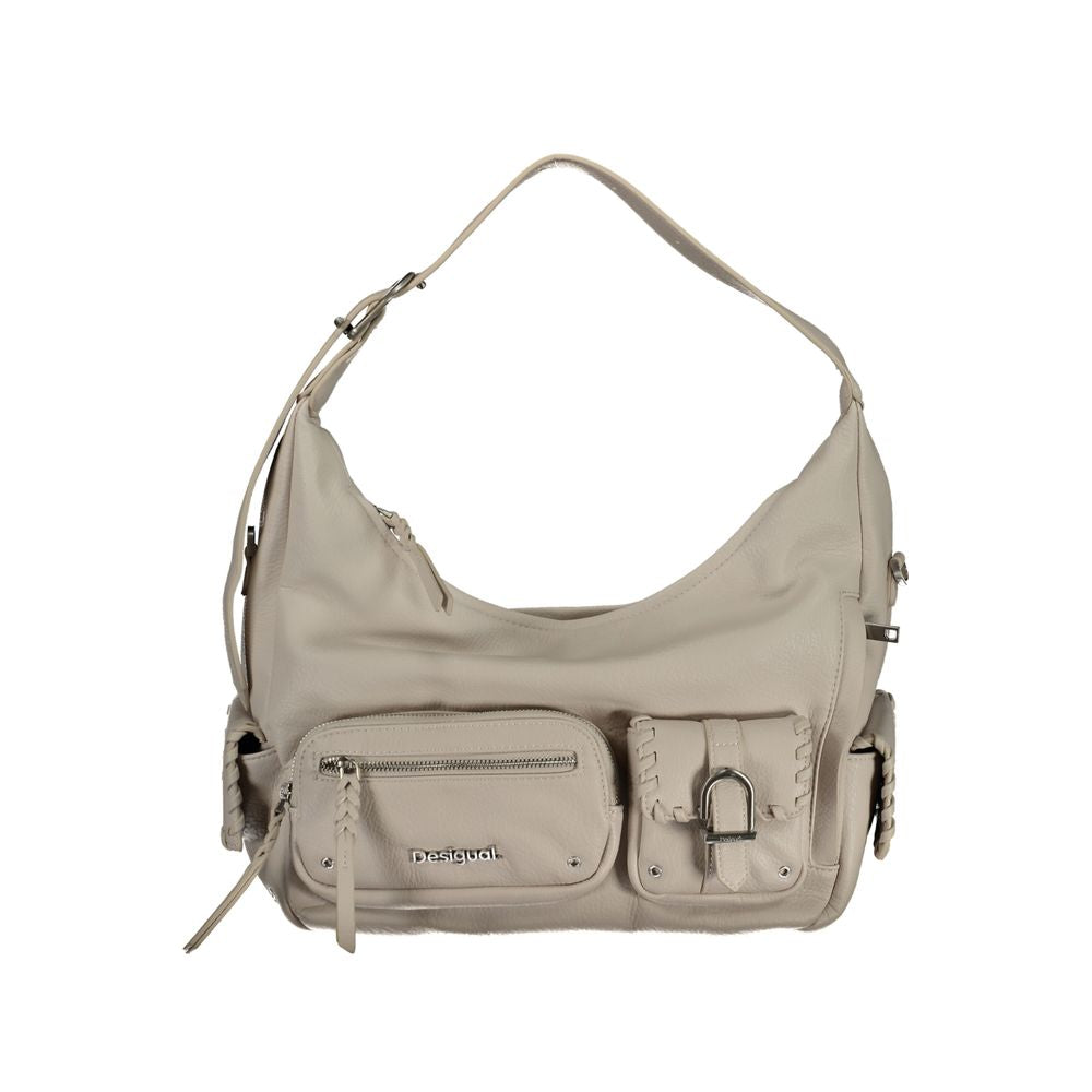 Exclusive Desigual Polyurethane Handbag – White — Front View