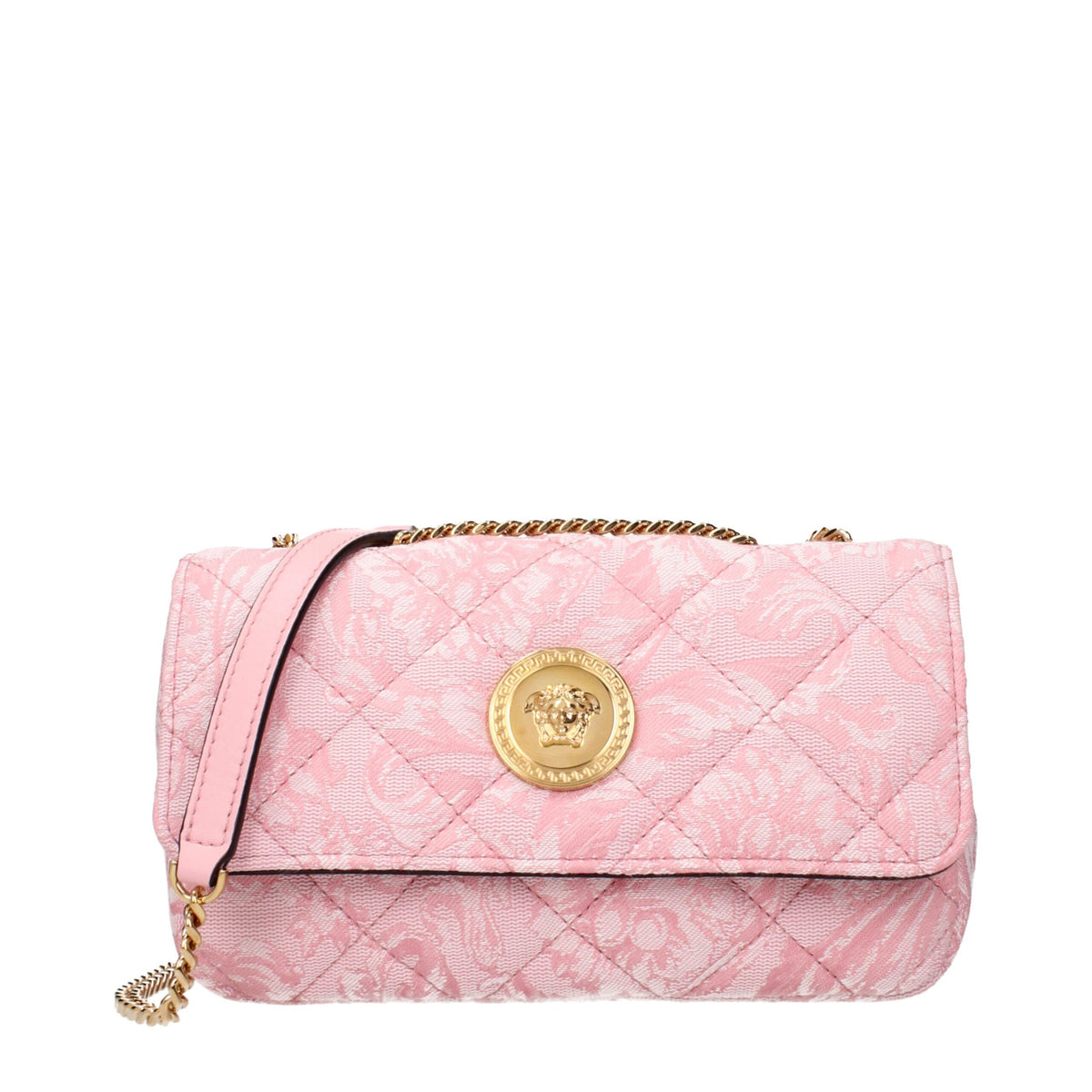 Exclusive Versace Fabric Shoulder Bag – Pink — Front View