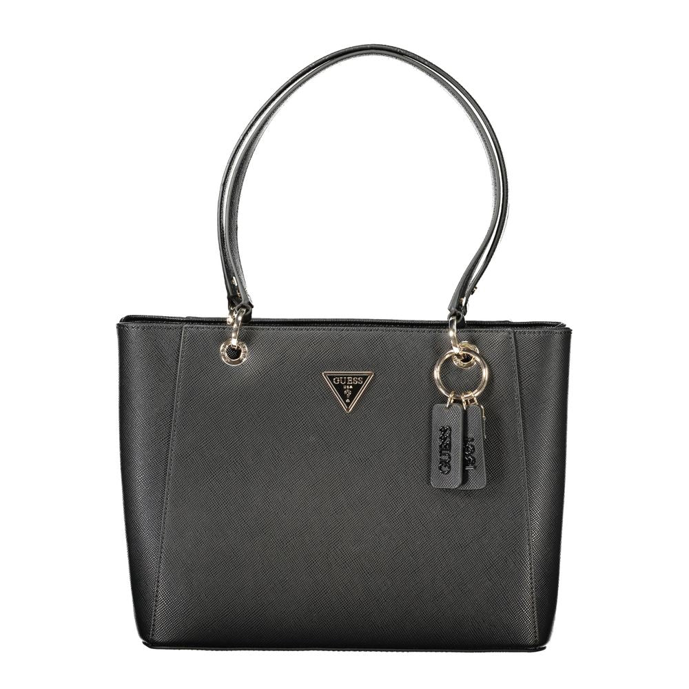 Exclusive Guess Jeans Polyurethane Handbag – Black — Front View