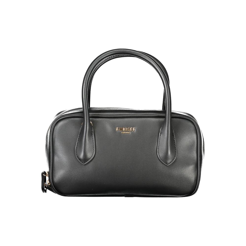 Exclusive Twinset Polyurethane Handbag – Black — Front View