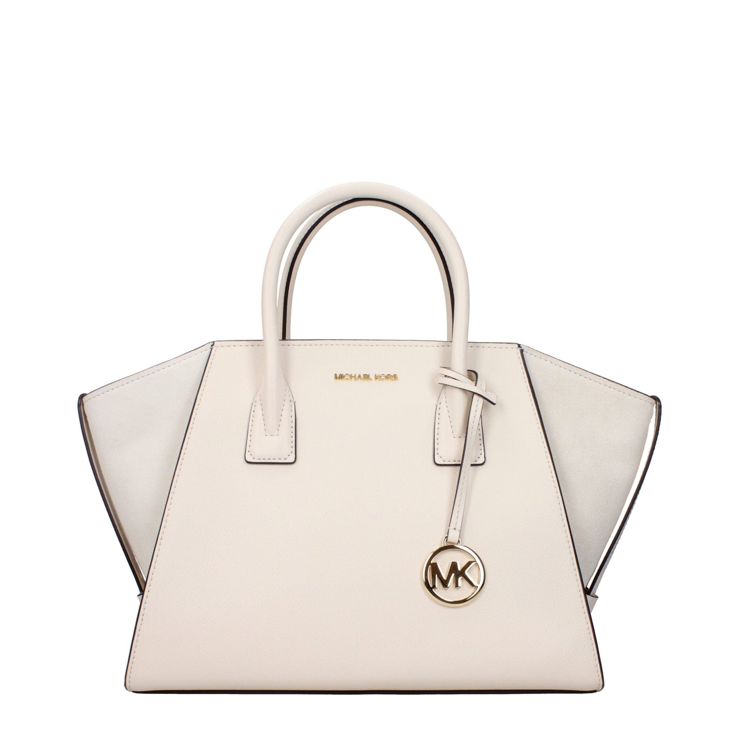 Exclusive Michael Kors Leather Shoulder Handbag – Light Cream — Front View