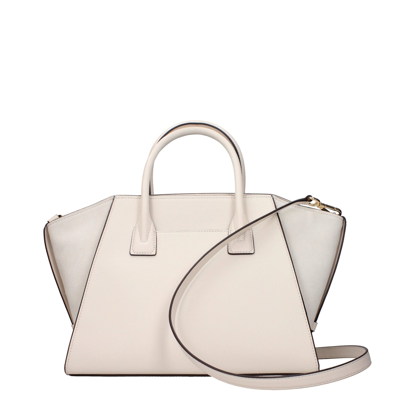 Exclusive Michael Kors Leather Shoulder Handbag – Light Cream — Back View