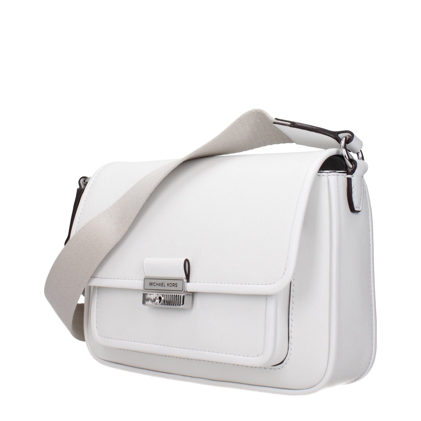 Exclusive Michael Kors Leather Crossbody Bag – Optic White — Side View