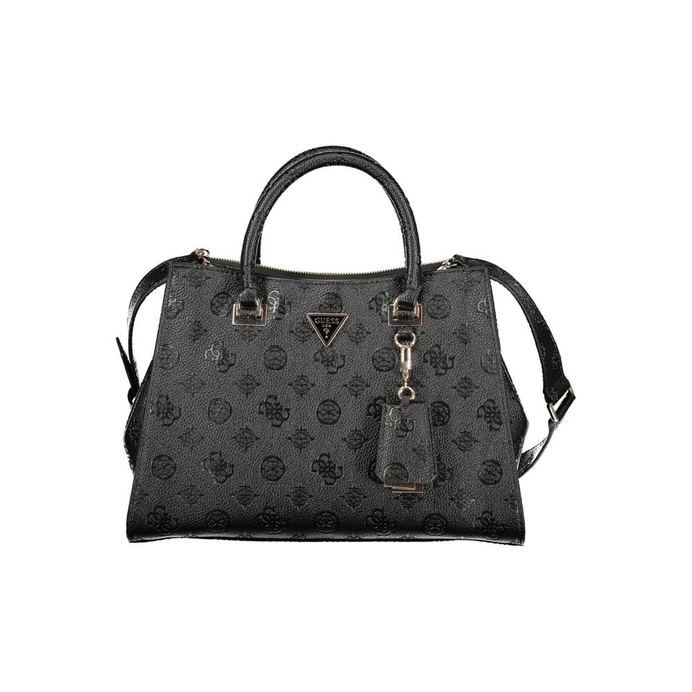 Exclusive Guess Jeans Polyurethane Handbag – Black — Front View