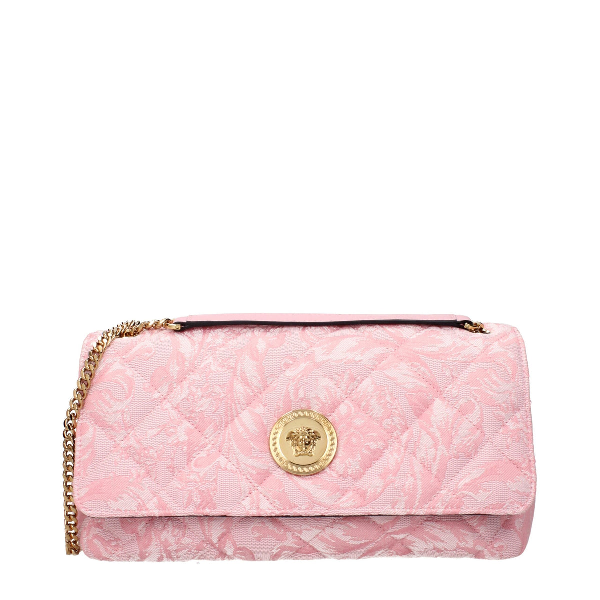 Exclusive Versace Fabric Shoulder Bag – Pink — Front View