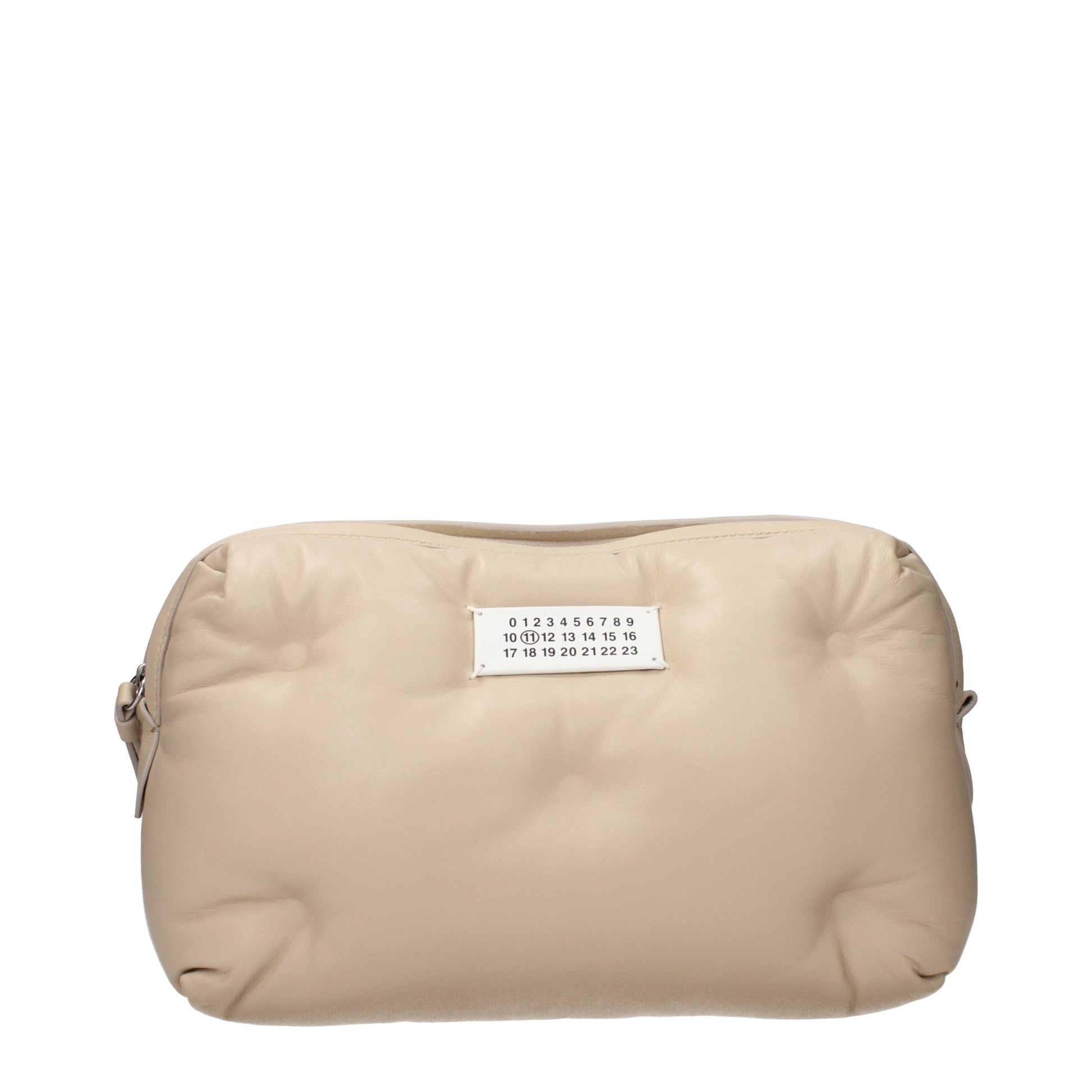 Exclusive Maison Margiela Leather Clutch Bag – Beige — Front View