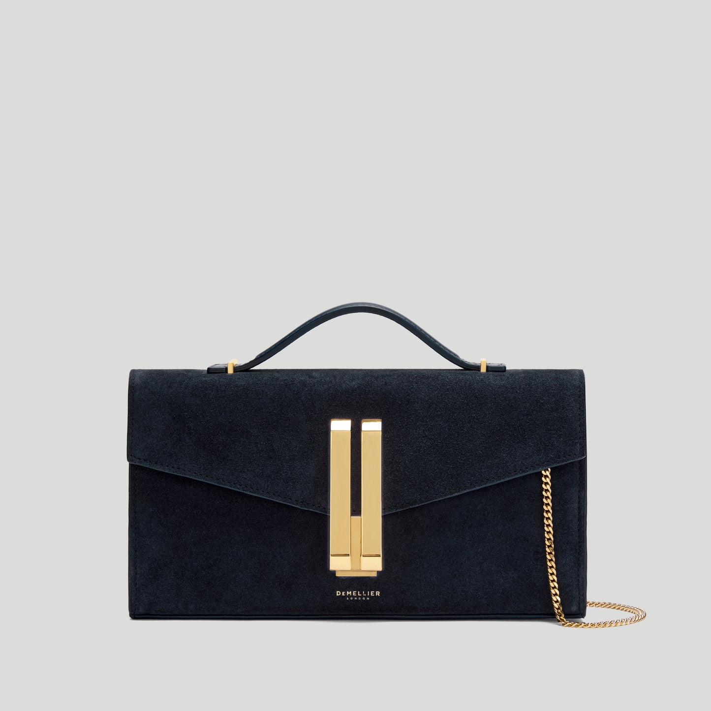 Exclusive The Vancouver Clutch — One Size — Size midnight blue suede — Front View