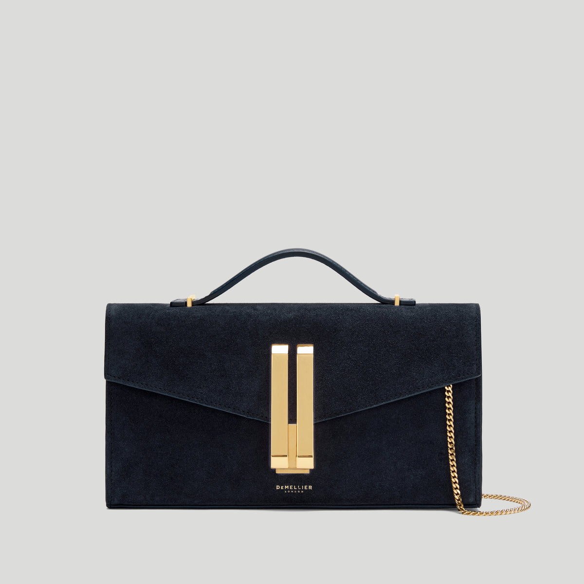 Exclusive The Vancouver Clutch — One Size — Size midnight blue suede — Front View
