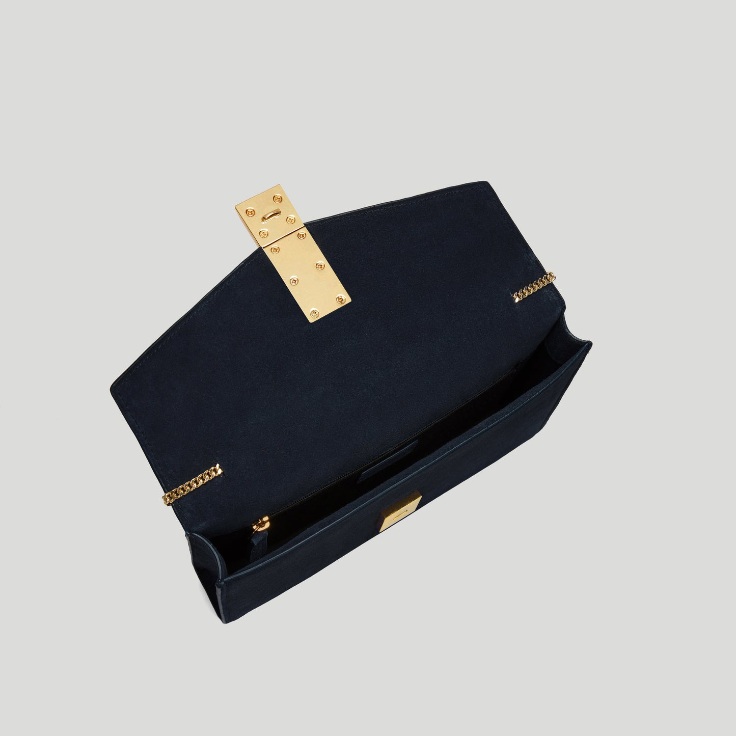 Exclusive The Vancouver Clutch — One Size — Size midnight blue suede — Back View