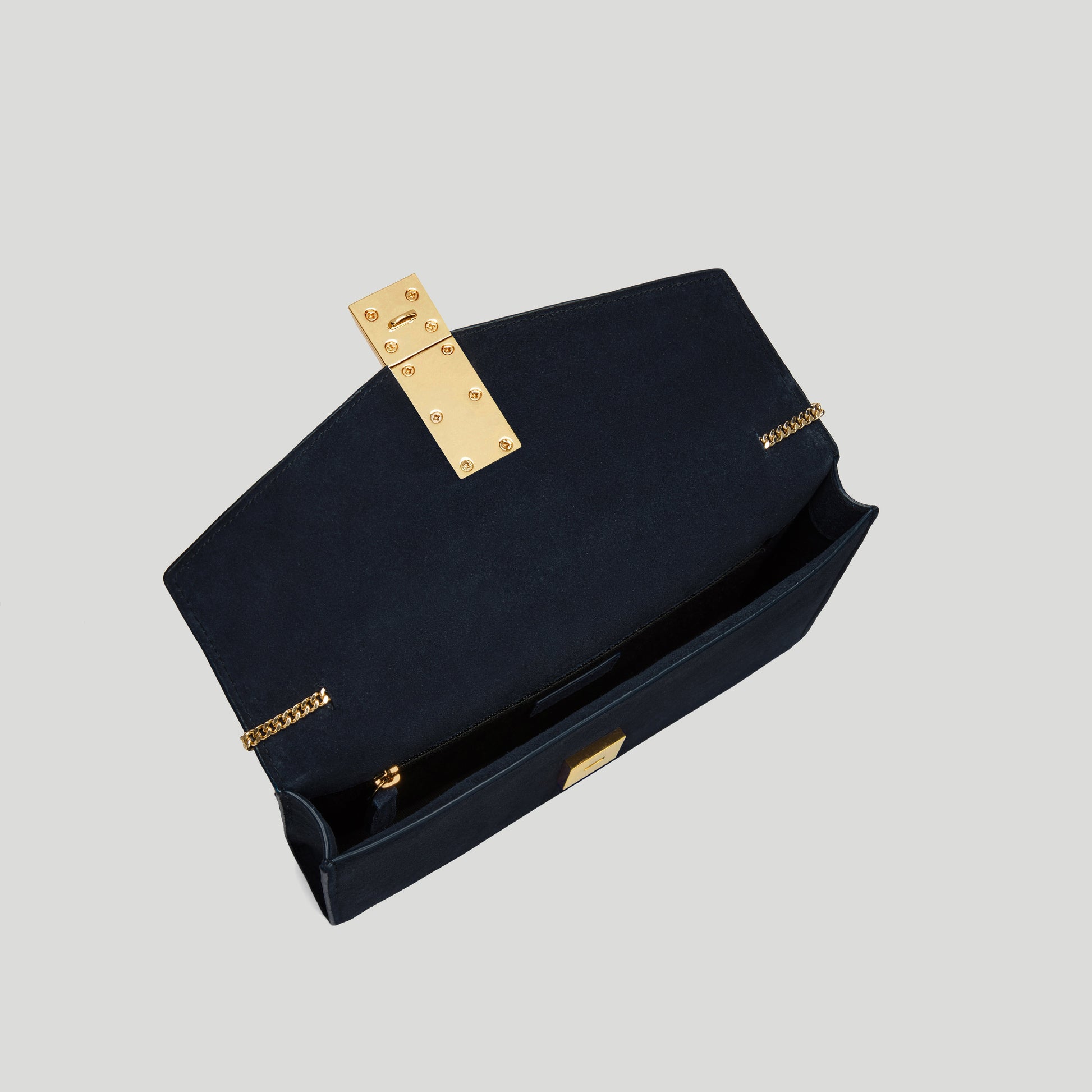 Exclusive The Vancouver Clutch — One Size — Size midnight blue suede — Back View