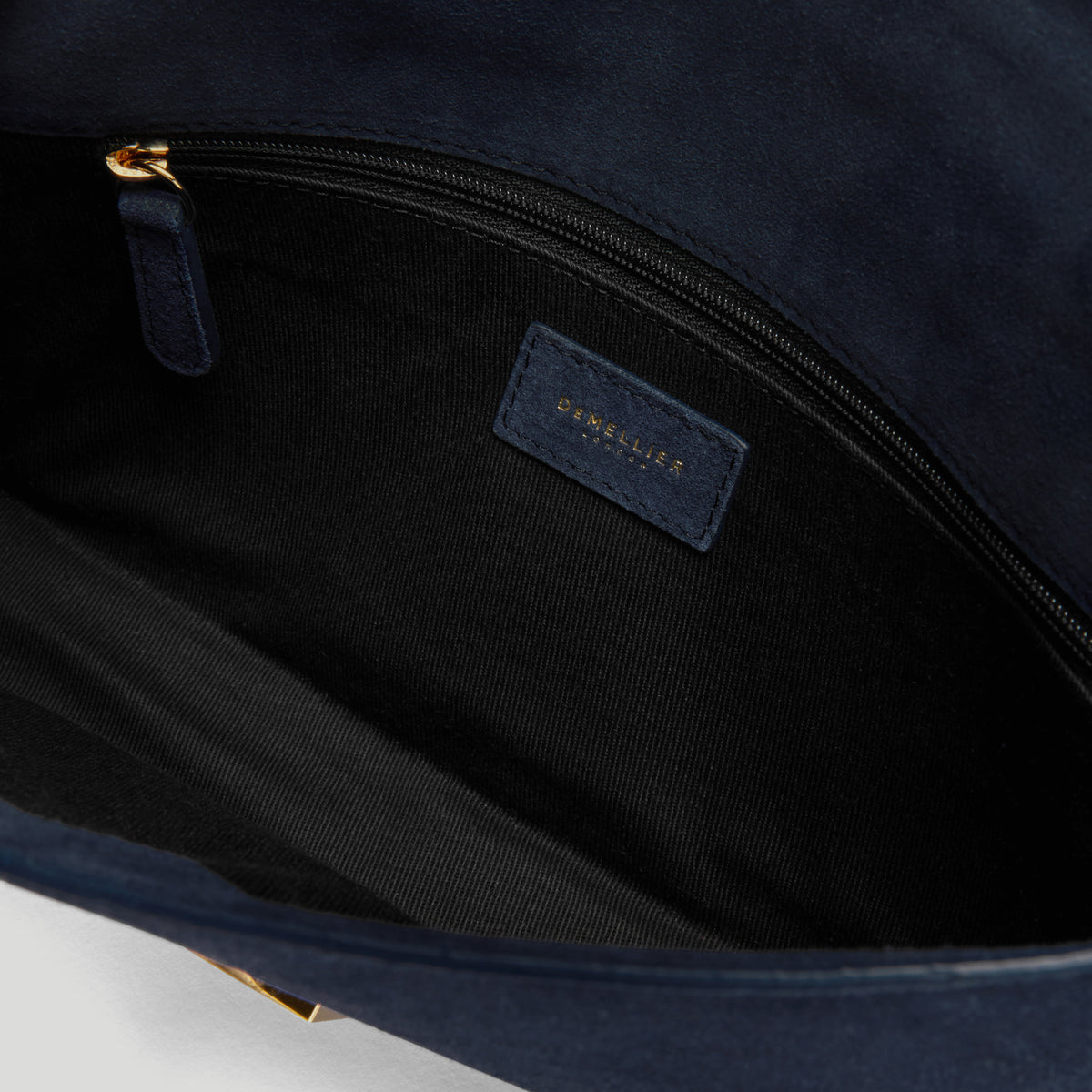 Exclusive The Vancouver Clutch — One Size — Size midnight blue suede — Top View