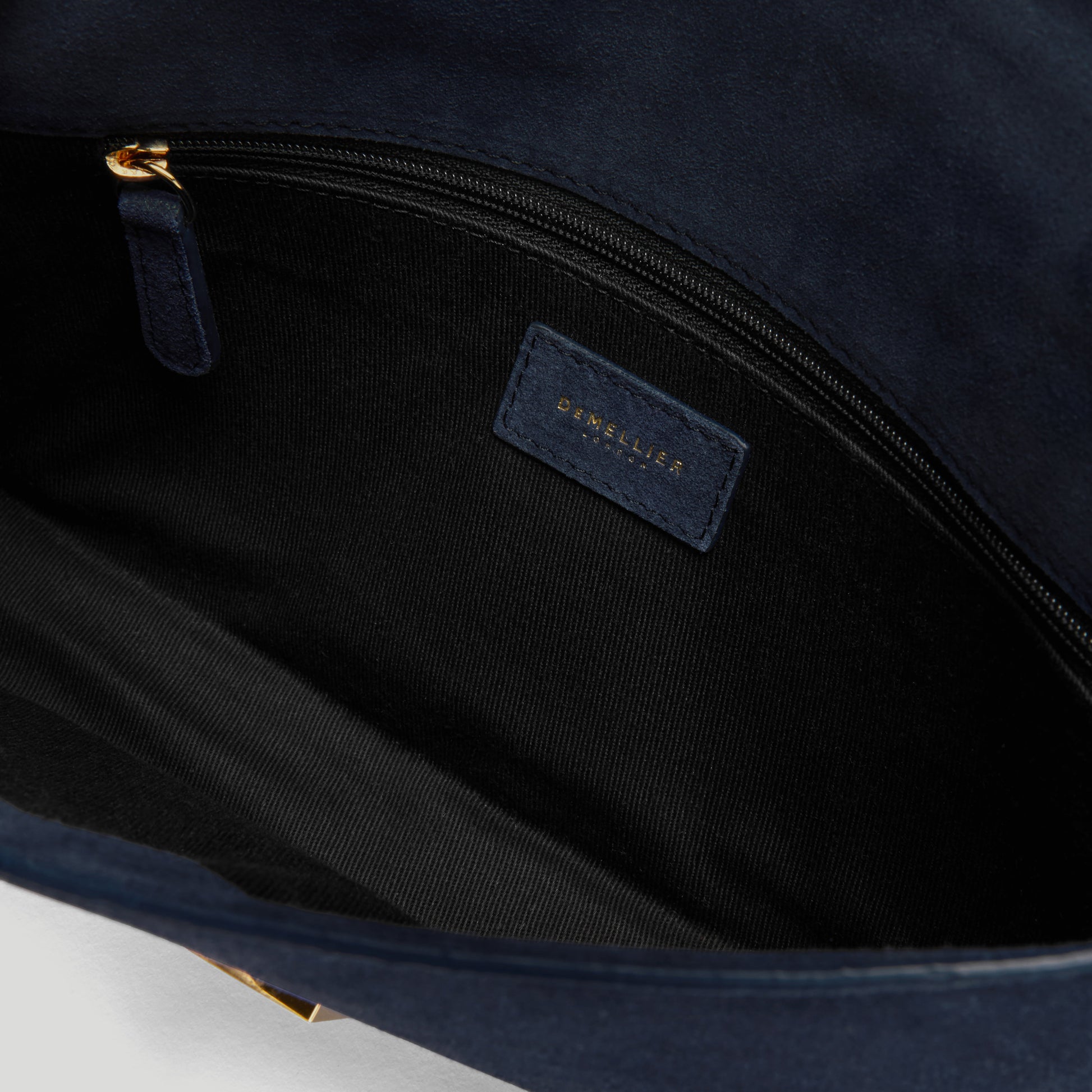 Exclusive The Vancouver Clutch — One Size — Size midnight blue suede — Top View