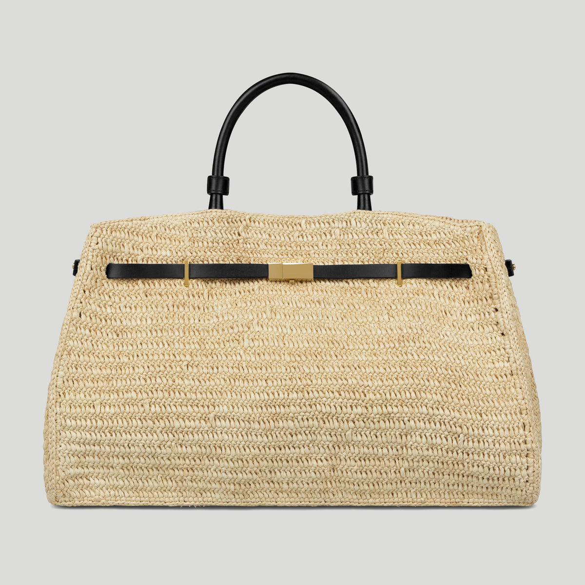 Exclusive The Hudson — One Size — Size natural raffia & black smooth — Front View