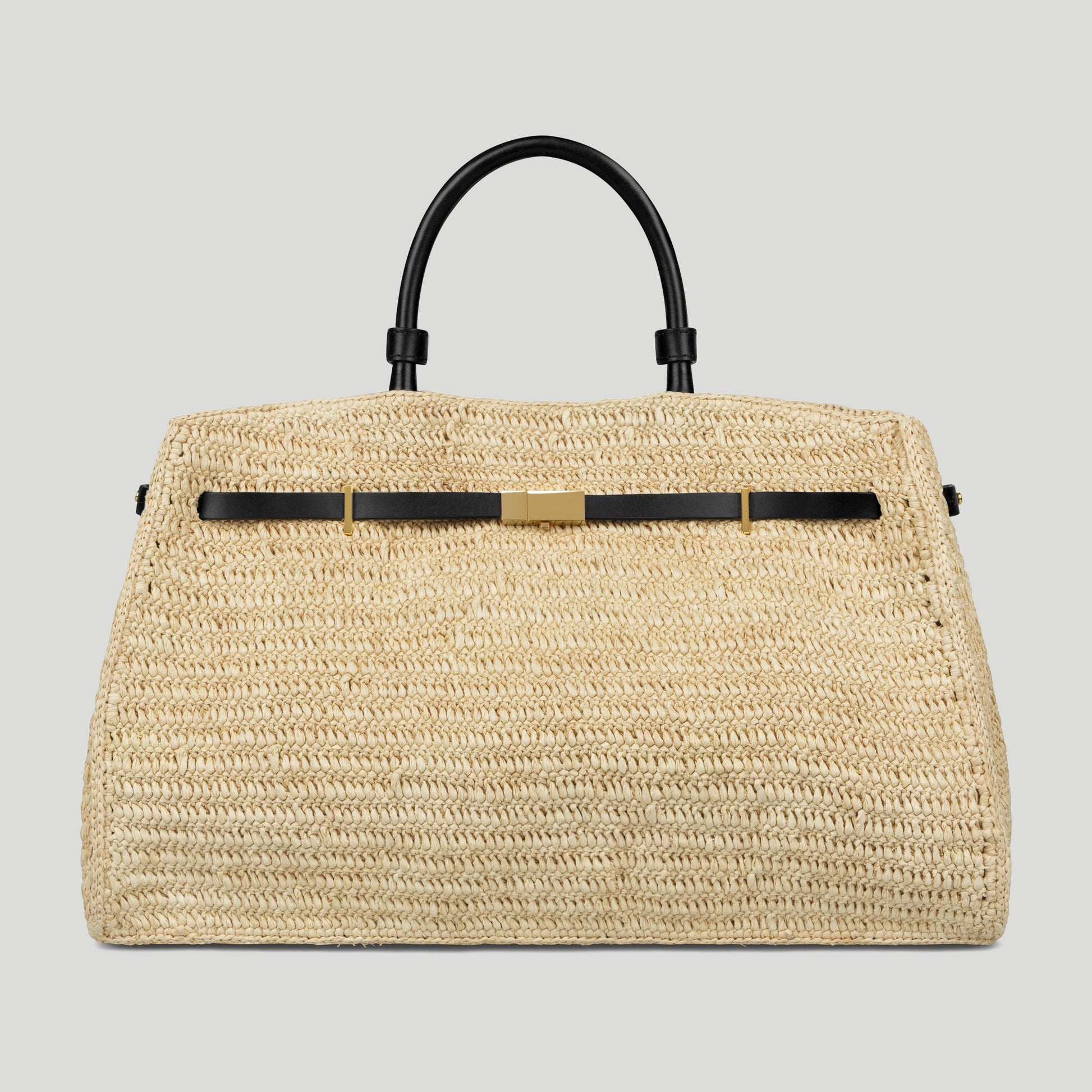 Exclusive The Hudson — One Size — Size natural raffia & black smooth — Front View