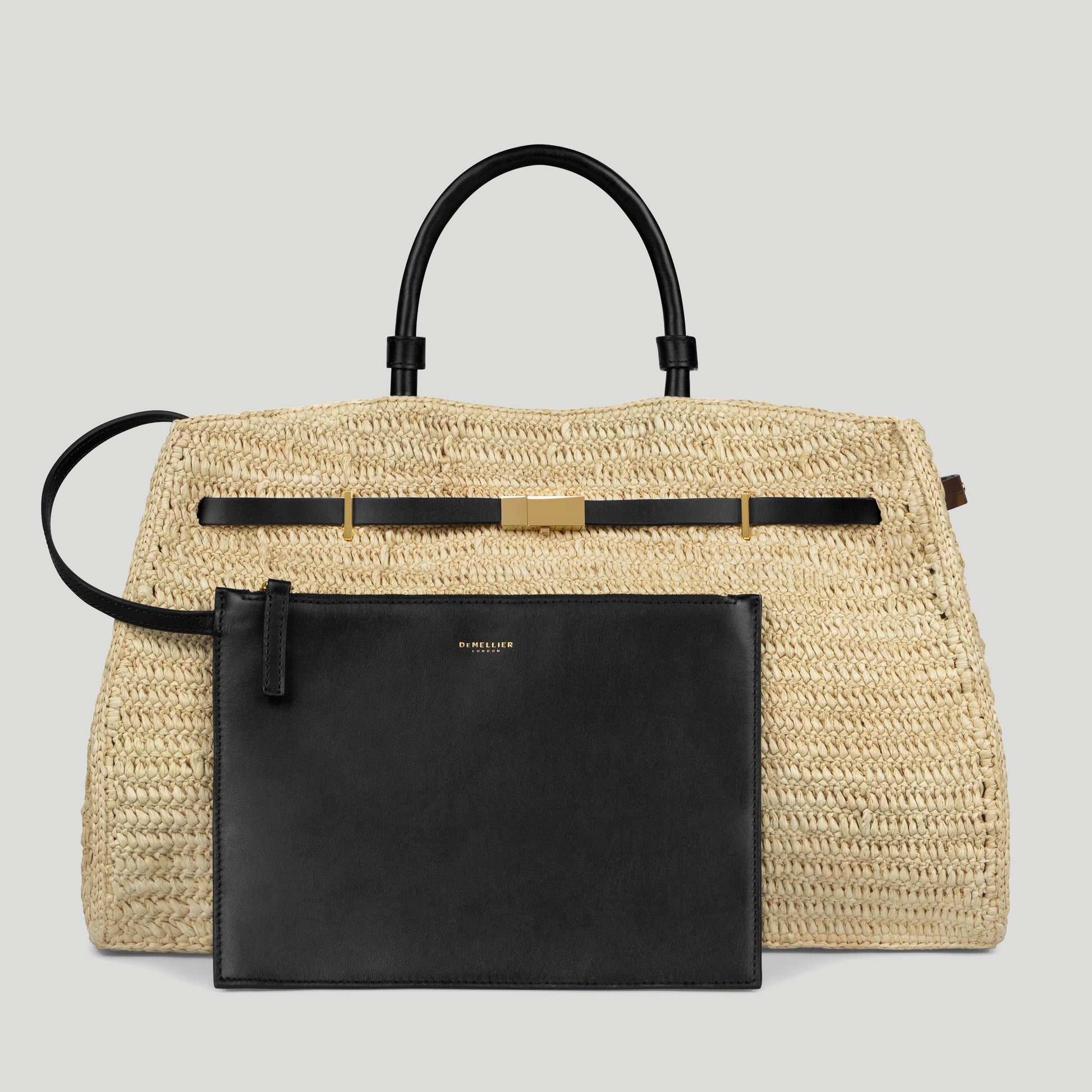 Exclusive The Hudson — One Size — Size natural raffia & black smooth — Top View