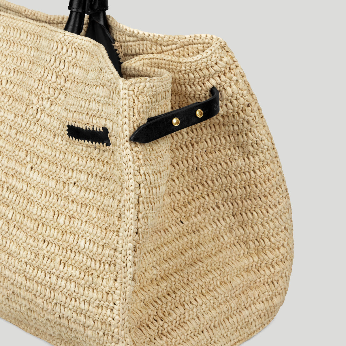 Exclusive The Hudson — One Size — Size natural raffia & black smooth — Back View