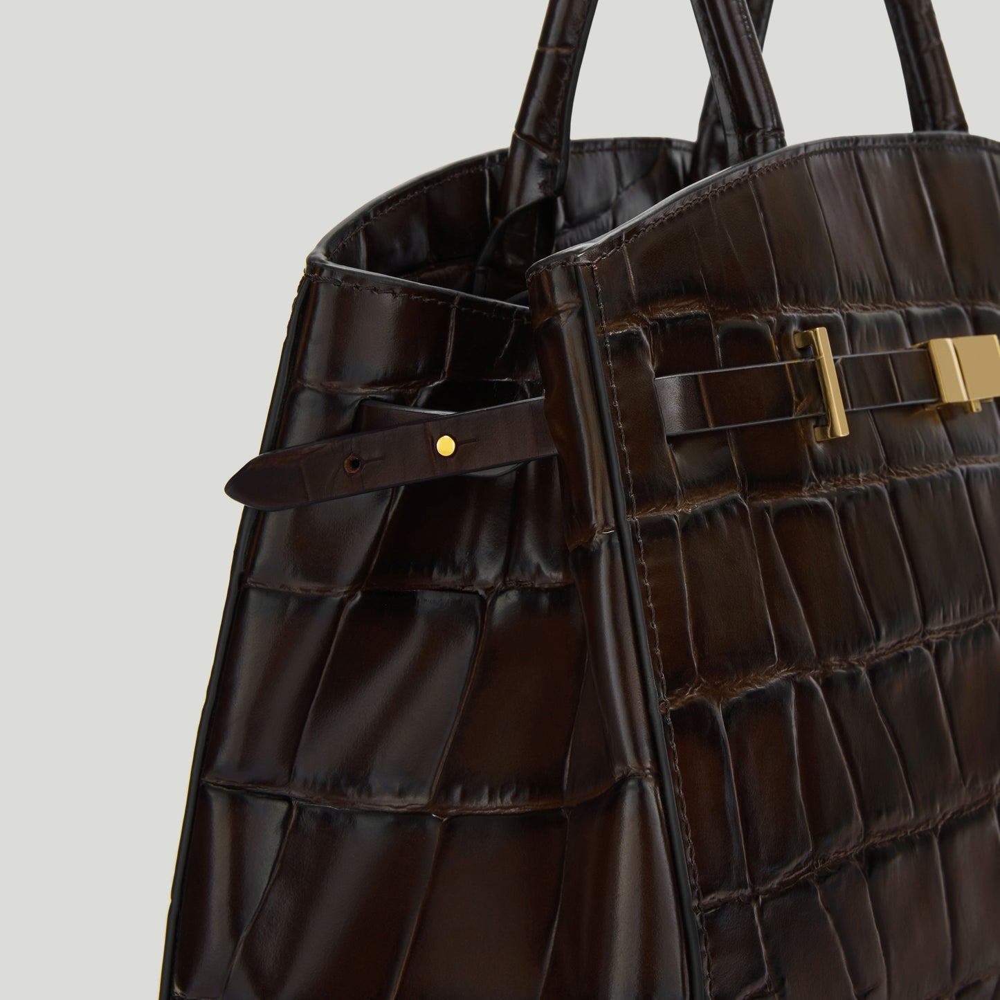 Exclusive The Midi Hudson — Midi — Size dark chocolate large croc-effect — Back View