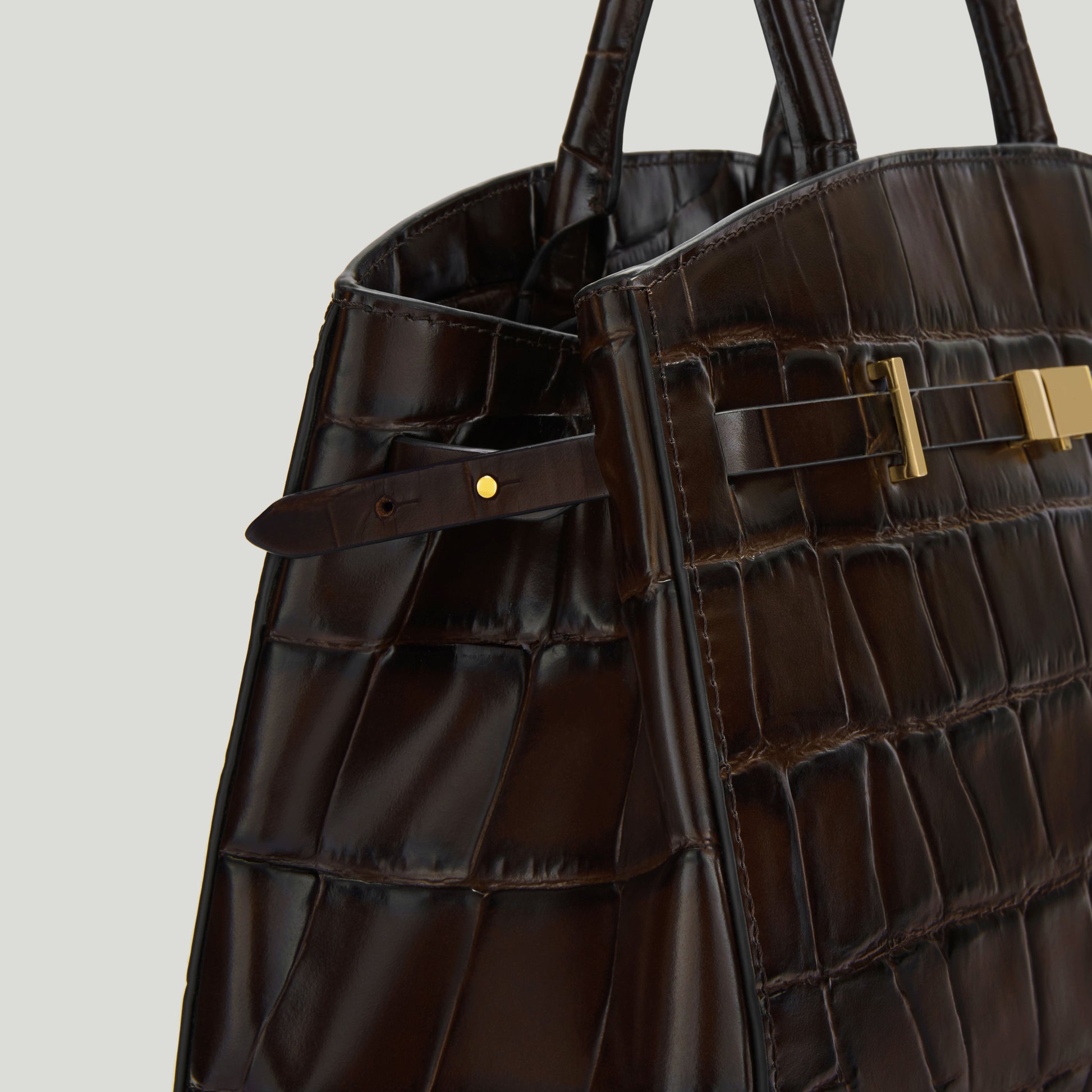 Exclusive The Midi Hudson — Midi — Size dark chocolate large croc-effect — Back View