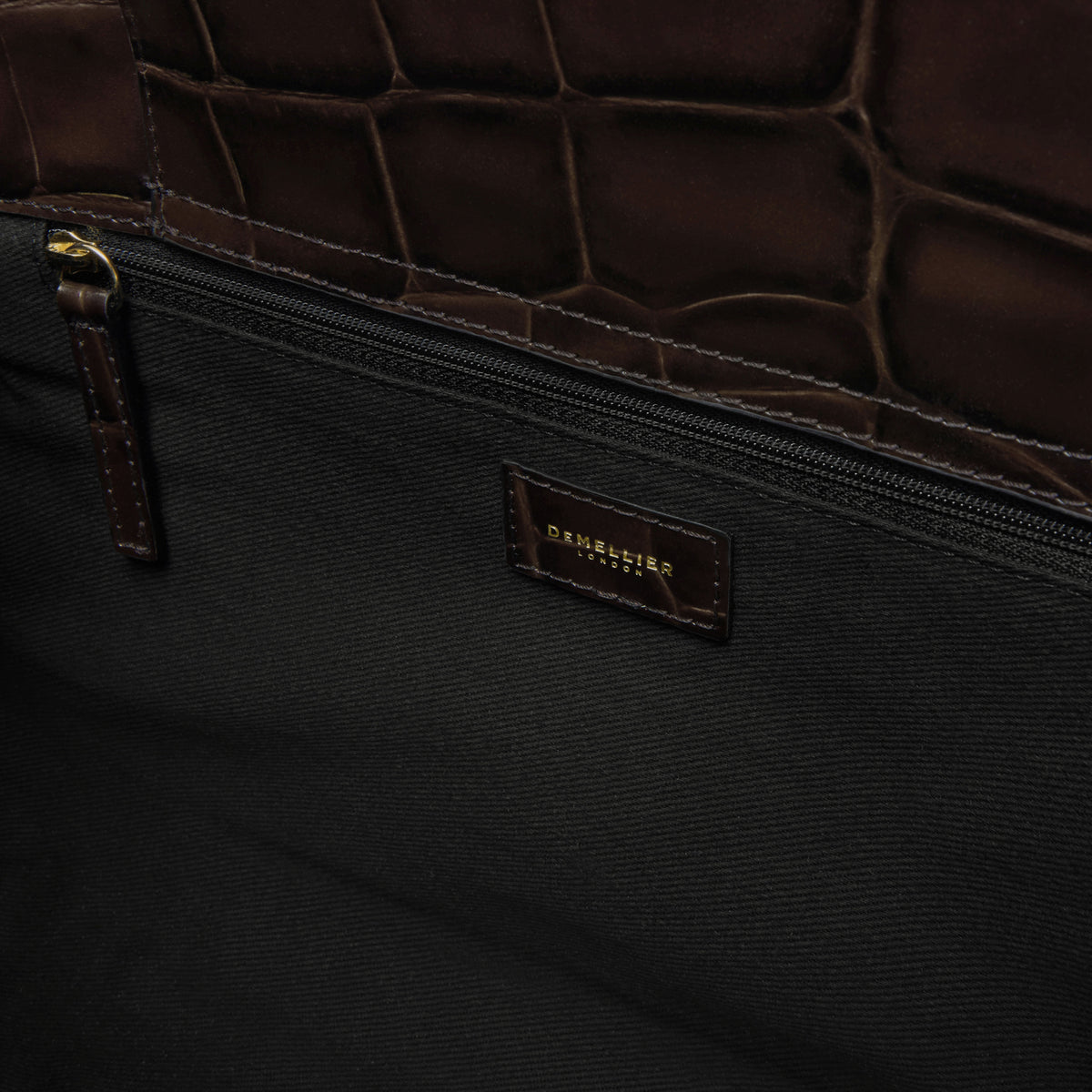 Exclusive The Midi Hudson — Midi — Size dark chocolate large croc-effect — Detail View