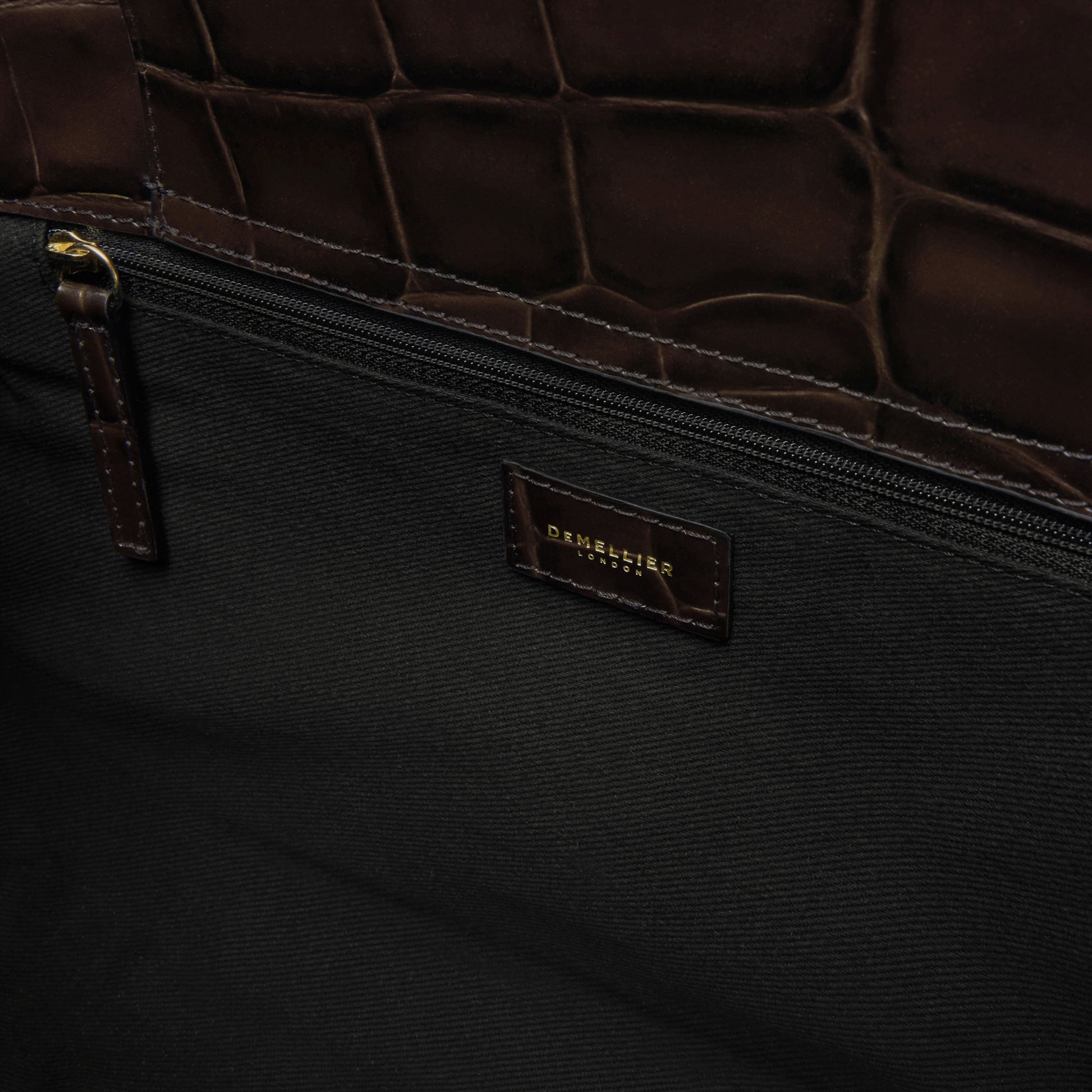 Exclusive The Midi Hudson — Midi — Size dark chocolate large croc-effect — Detail View