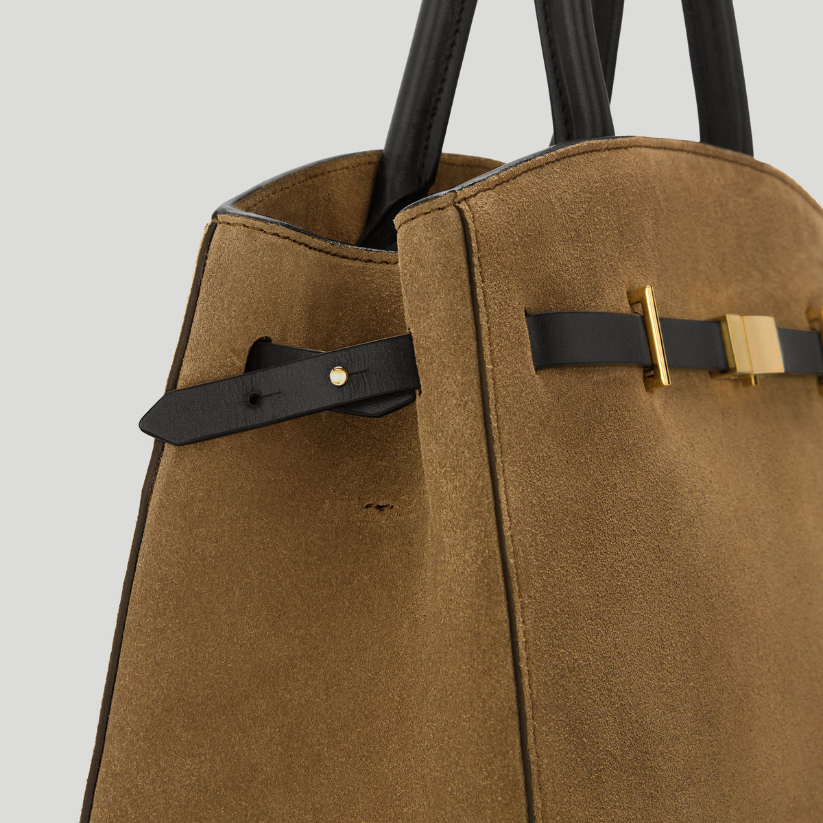 Exclusive The Midi Hudson — Midi — Size tobacco suede & black smooth — Side View