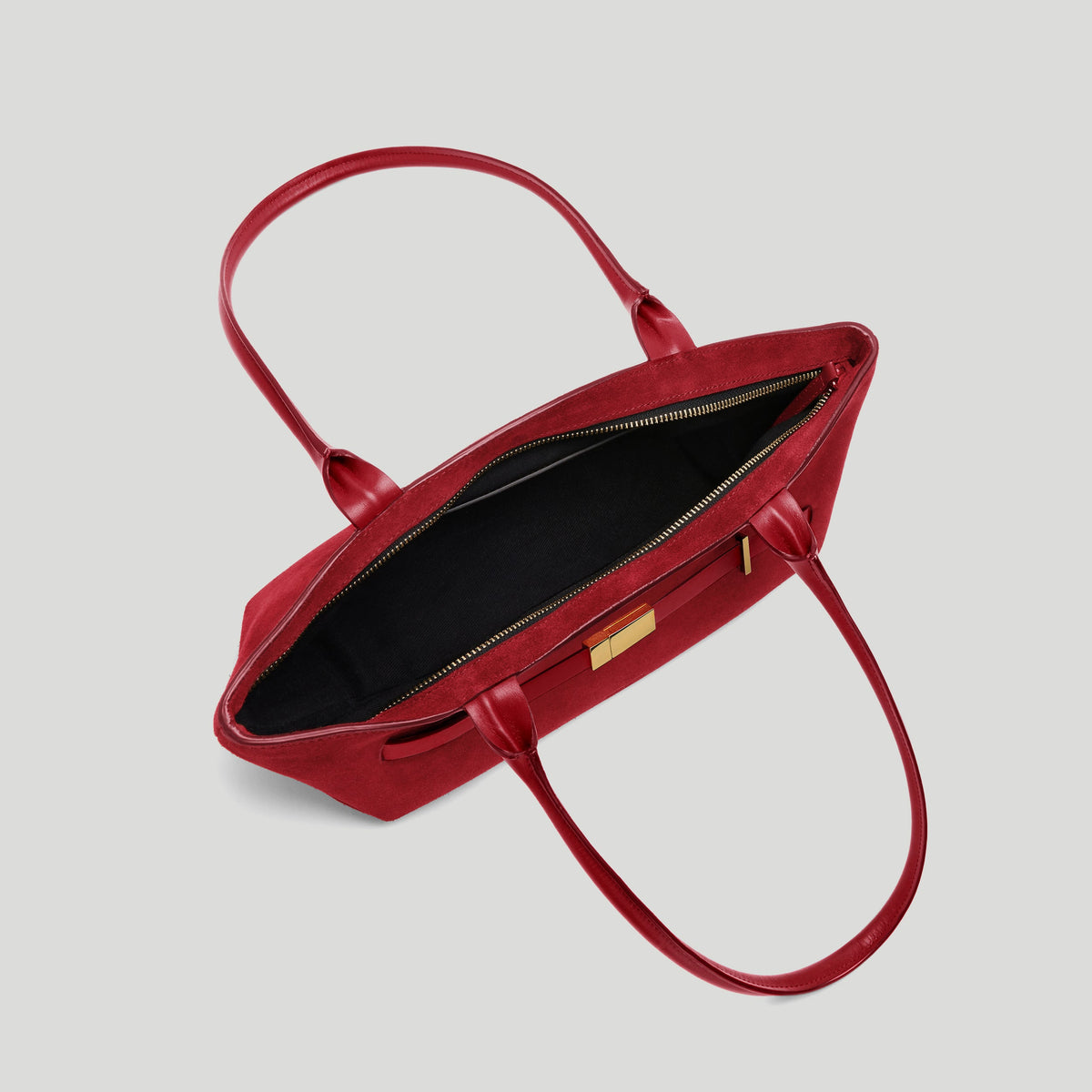 Exclusive The New York Shoulder — One Size — Size berry red suede — Back View