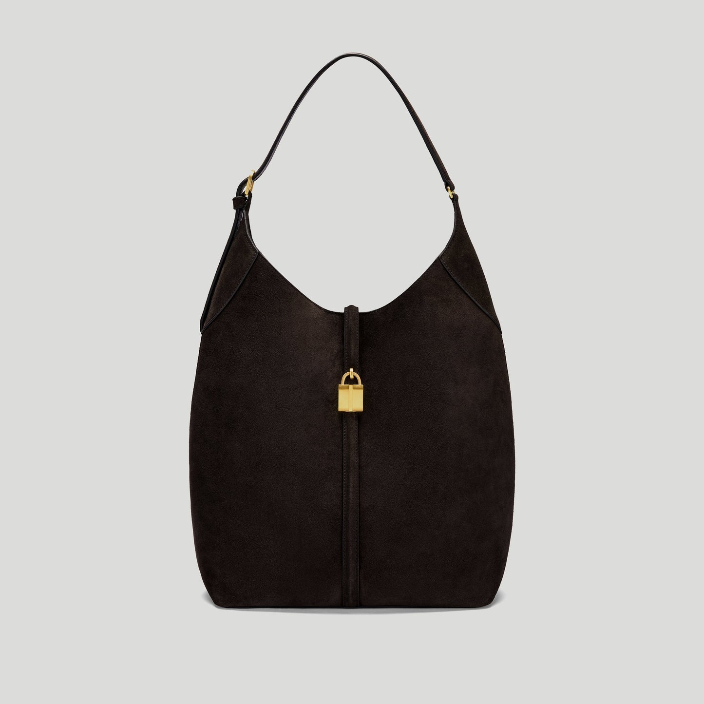 Exclusive The Large Siena Bucket — Large — Size dark chocolate suede — Front View