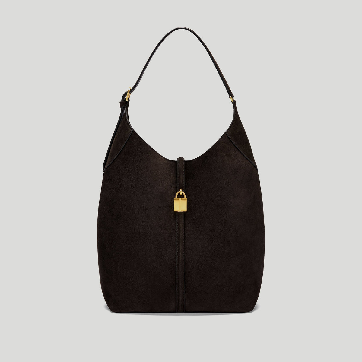 Exclusive The Large Siena Bucket — Large — Size dark chocolate suede — Front View