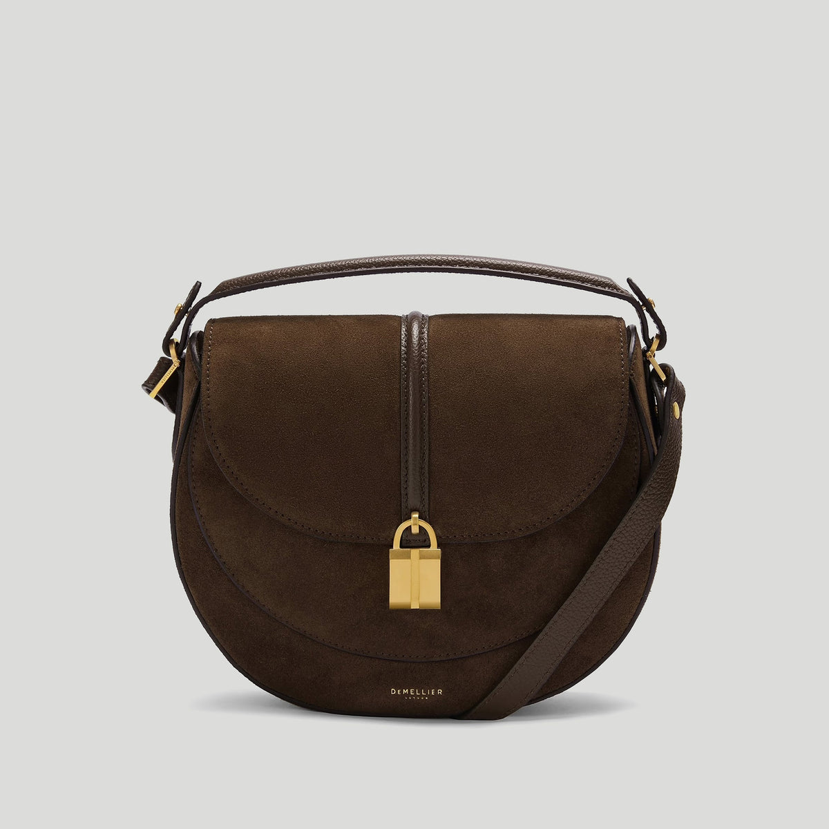 Exclusive The Siena Saddle — One Size — Size mocha suede & mocha small grain — Front View