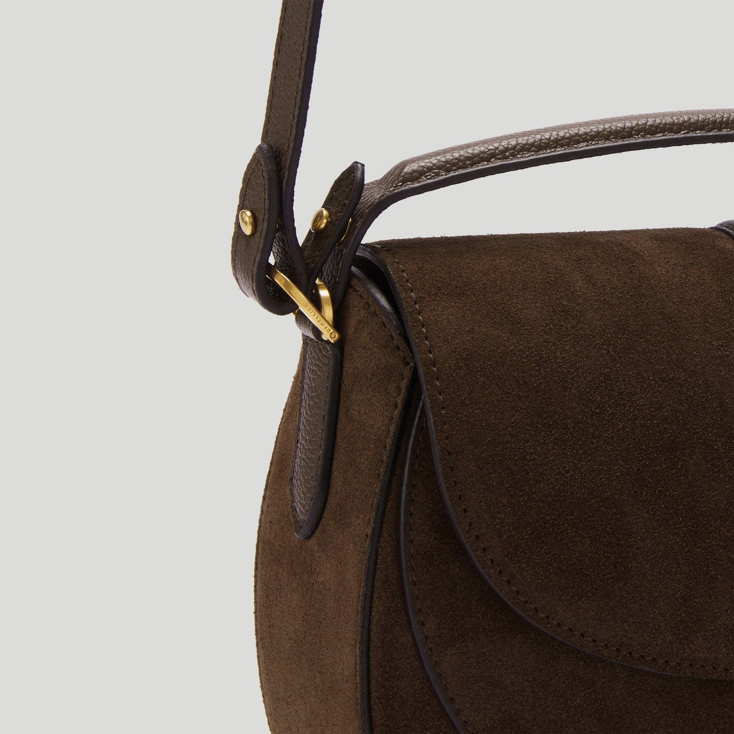Exclusive The Siena Saddle — One Size — Size mocha suede & mocha small grain — Detail View