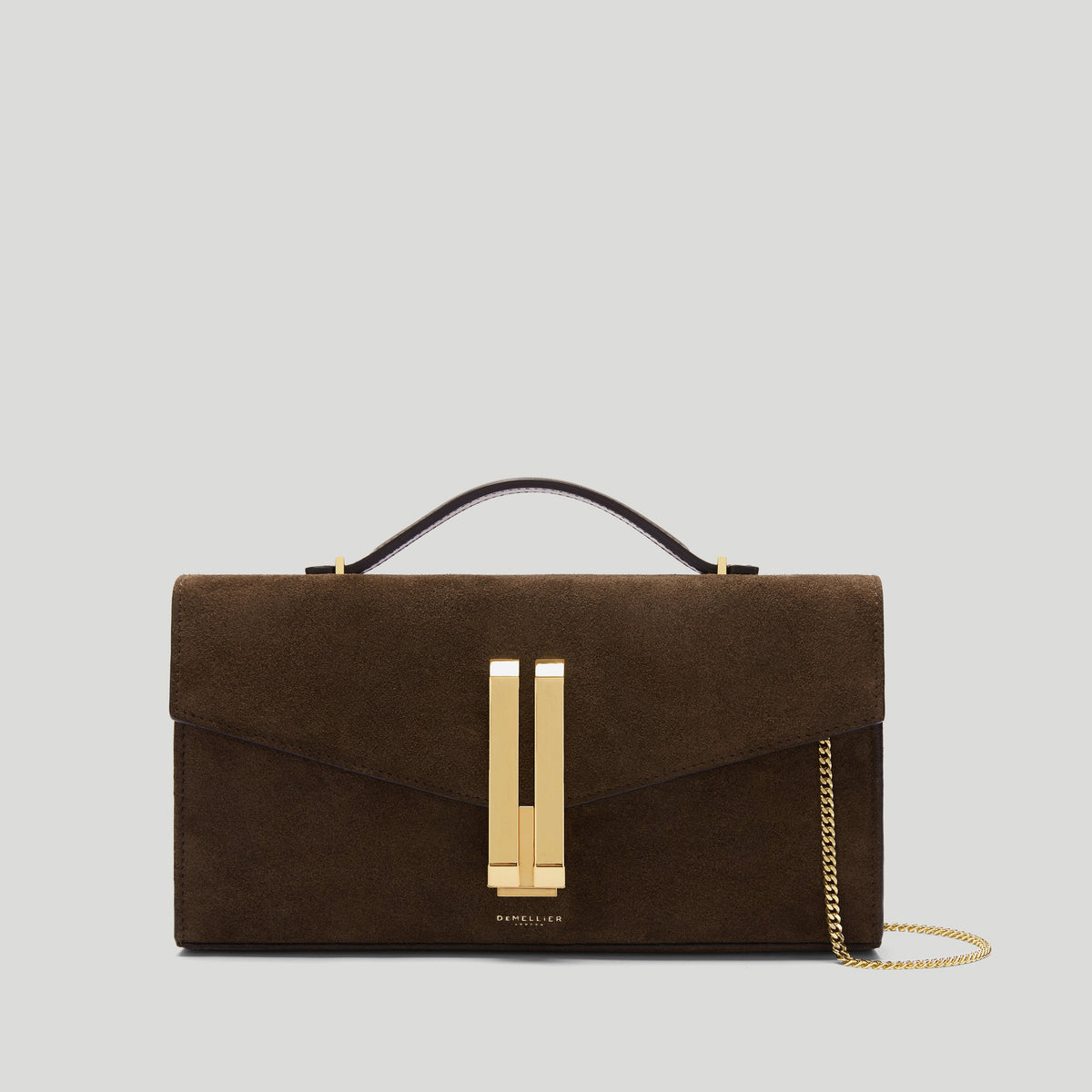 Exclusive The Vancouver Clutch — One Size — Size mocha suede & mocha smooth — Front View