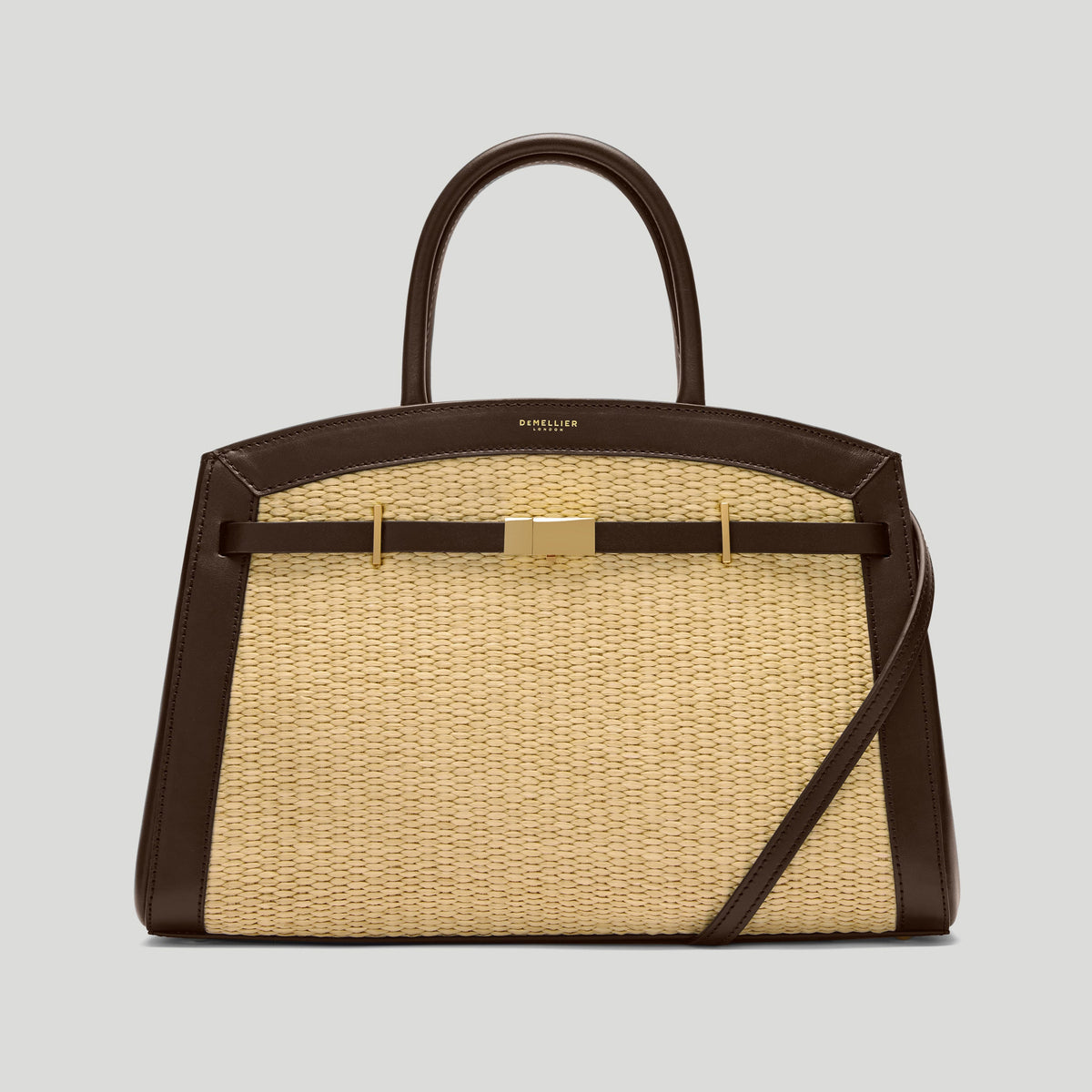 Exclusive The Midi Hudson — Midi — Size warm raffia & mocha smooth — Front View
