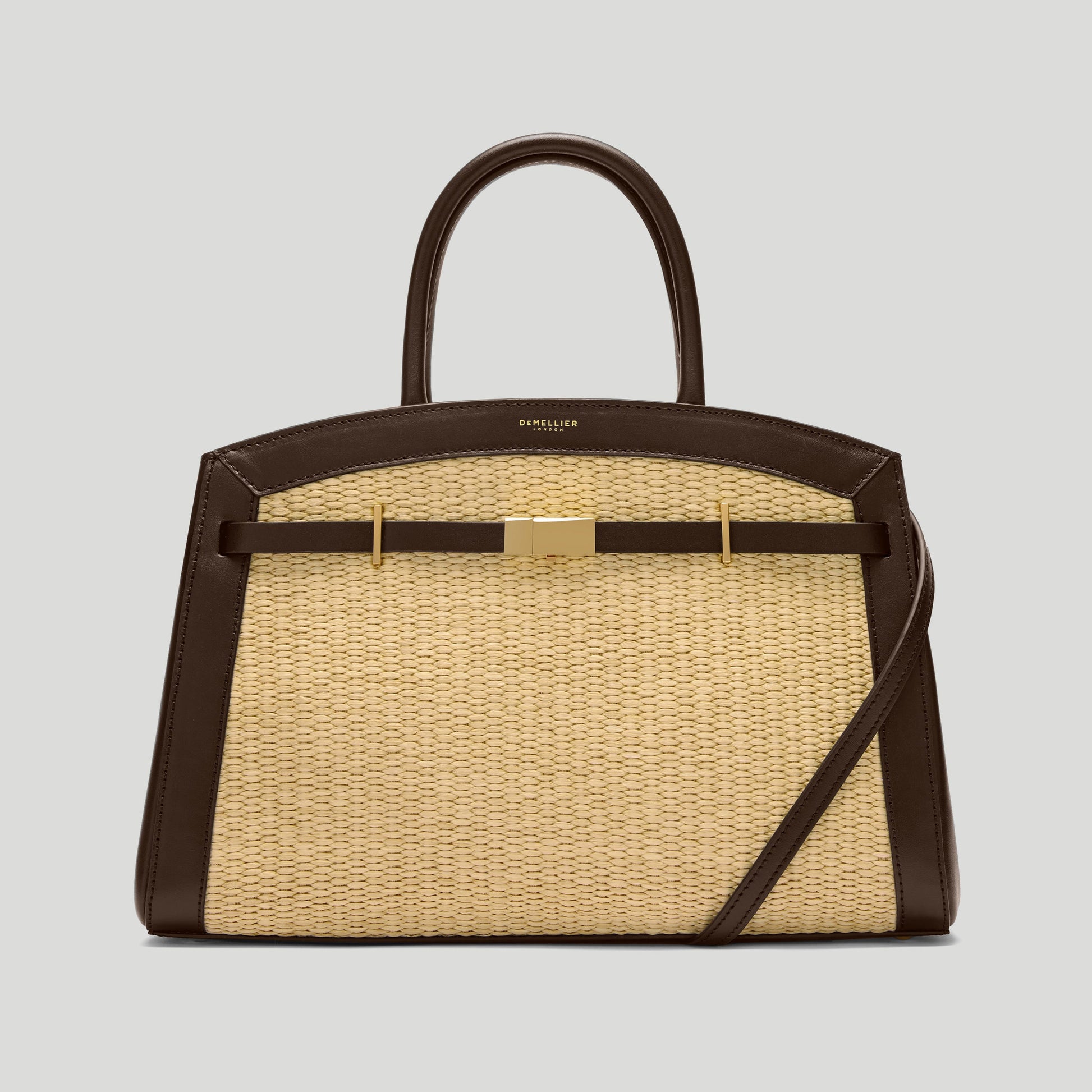 Exclusive The Midi Hudson — Midi — Size warm raffia & mocha smooth — Front View
