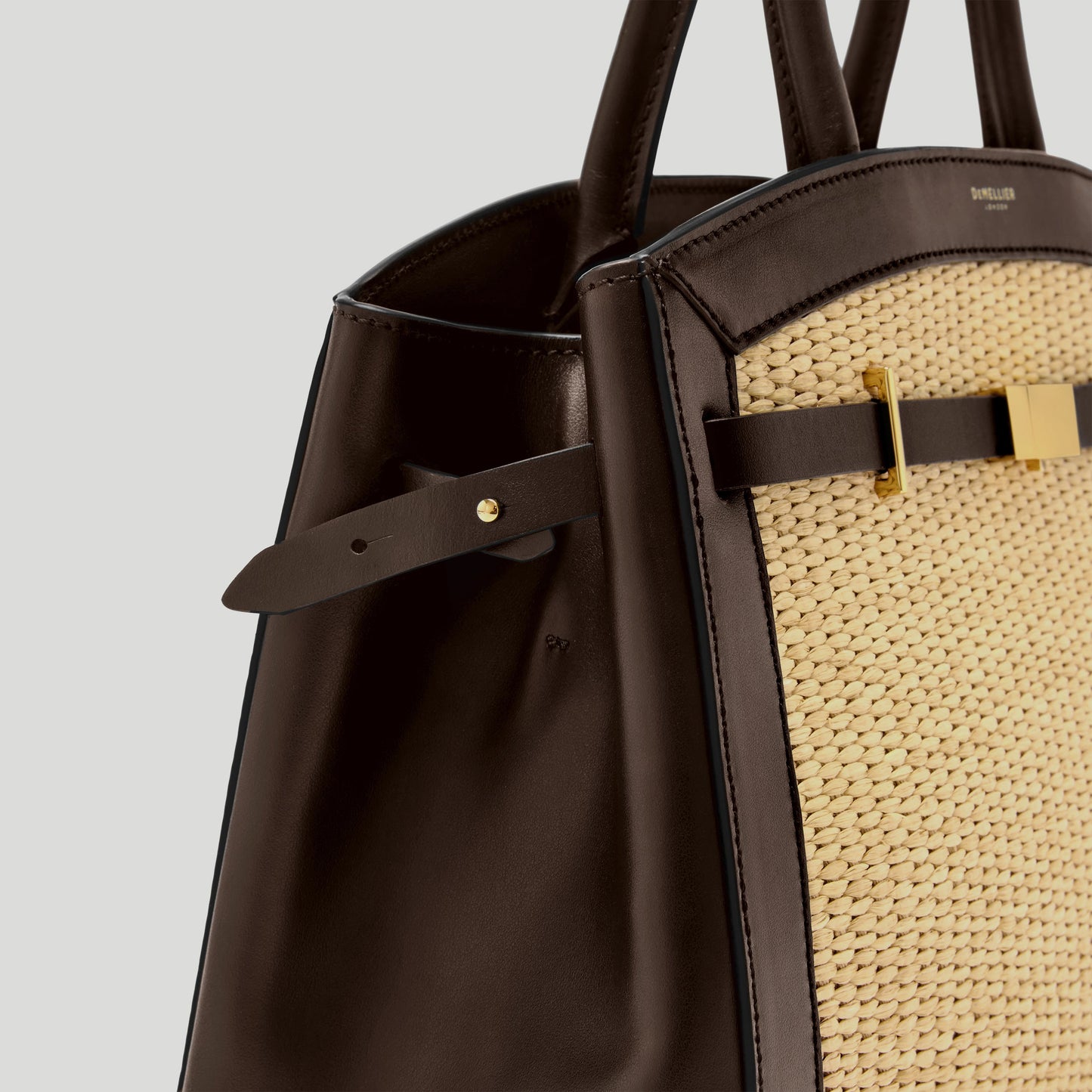 Exclusive The Midi Hudson — Midi — Size warm raffia & mocha smooth — Back View