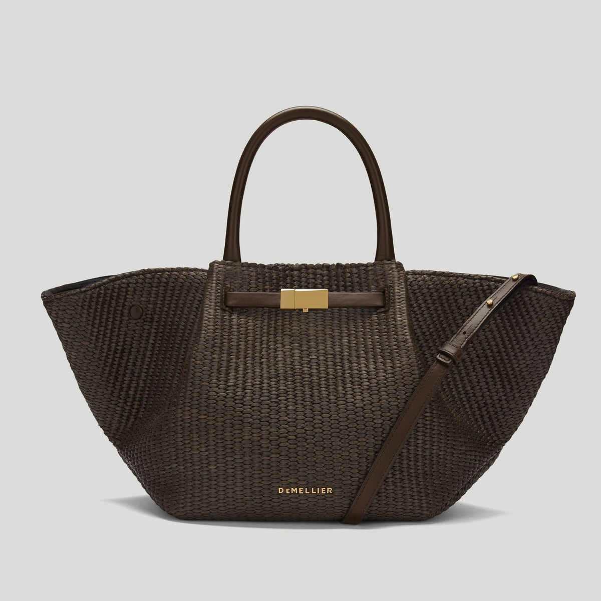Exclusive The Midi New York — Midi — Size espresso raffia & espresso smooth — Front View