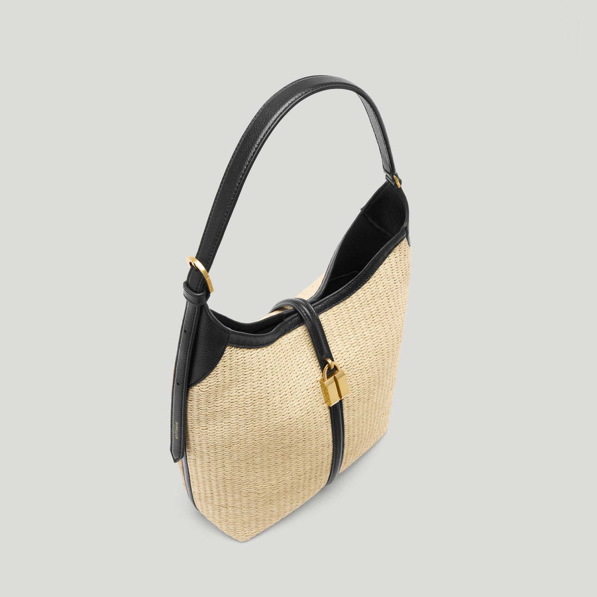 Exclusive The Siena Bucket — One Size — Size natural raffia & black smooth — Top View